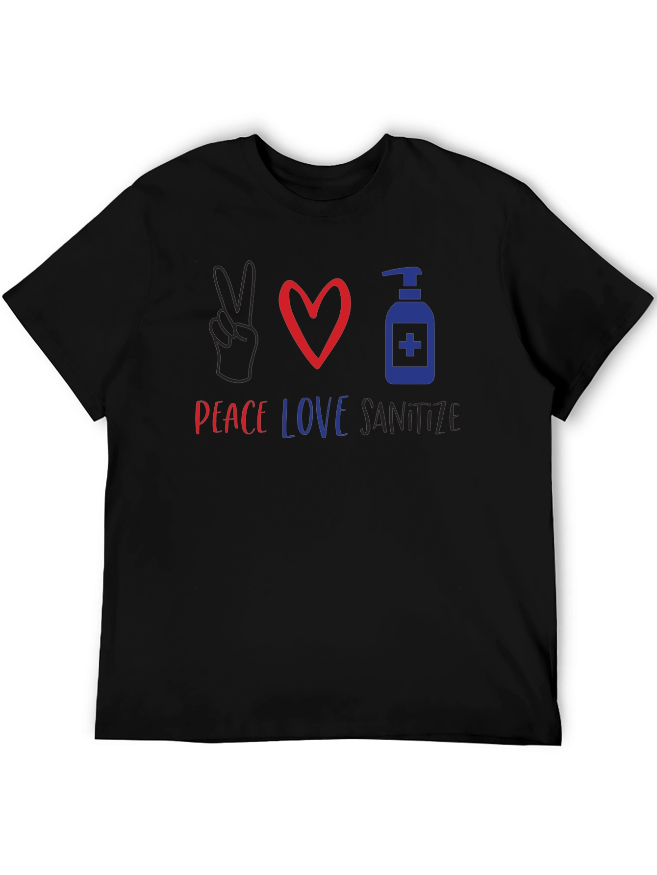 Peace Love Sanitize Graphic Tee - Unisex Black T-Shirt
