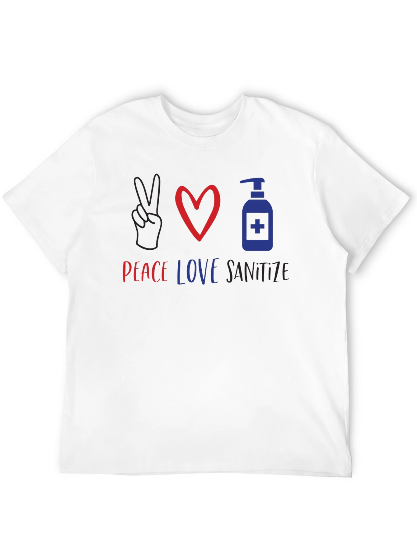 Peace Love Sanitize Graphic Tee - Unisex Black T-Shirt
