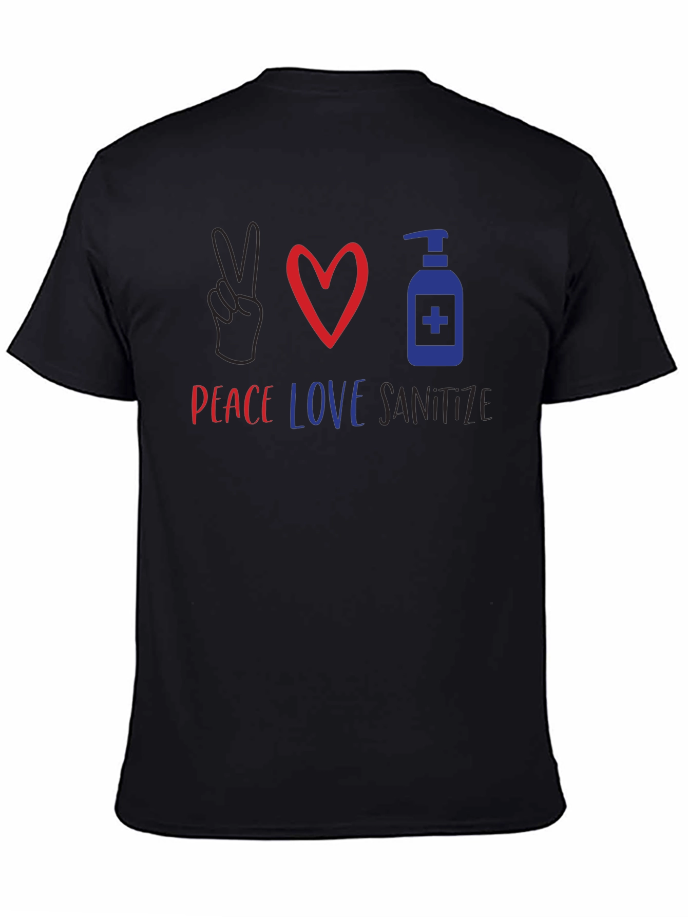 Peace Love Sanitize Graphic Tee - Unisex Black T-Shirt