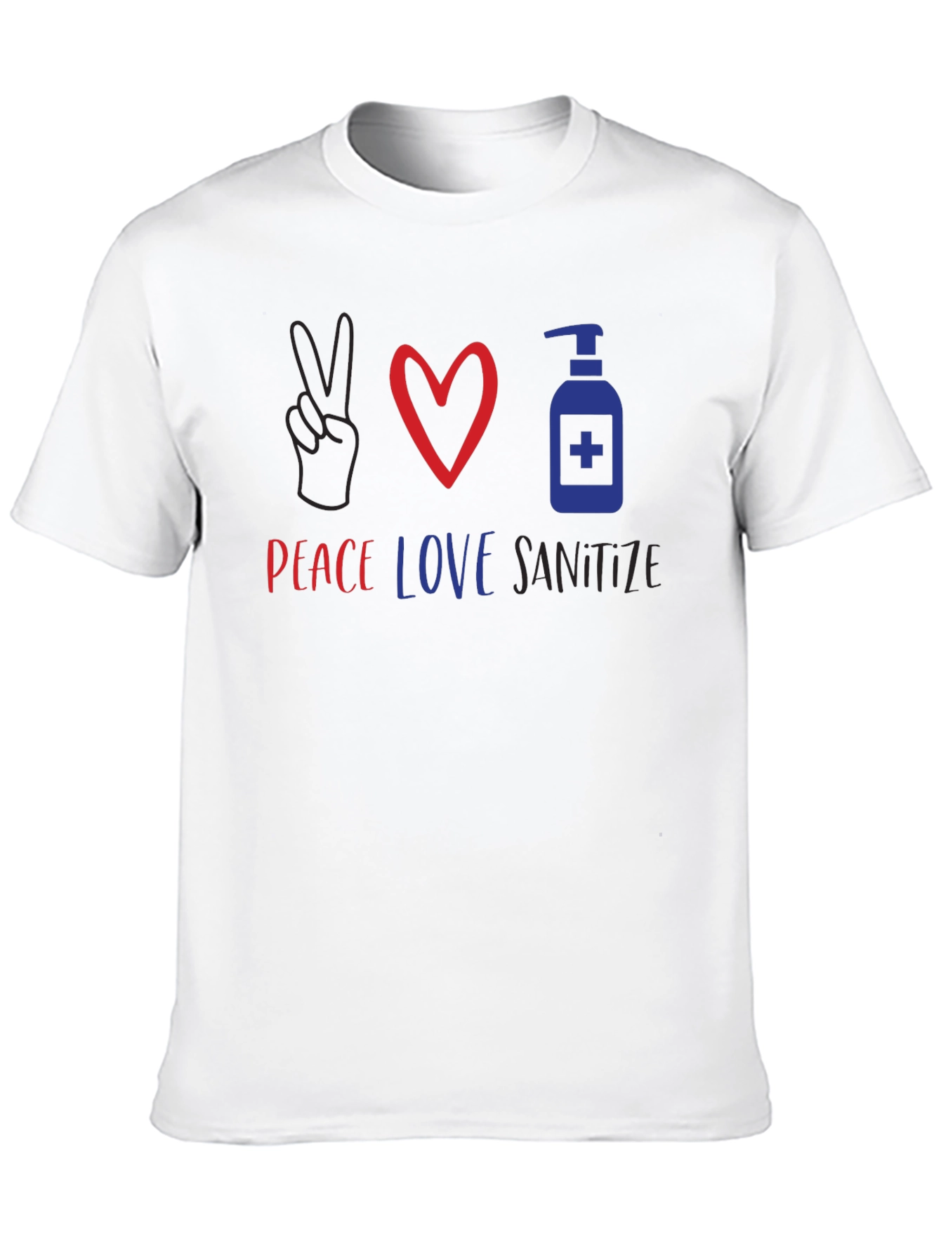 Peace Love Sanitize Graphic Tee - Unisex Black T-Shirt