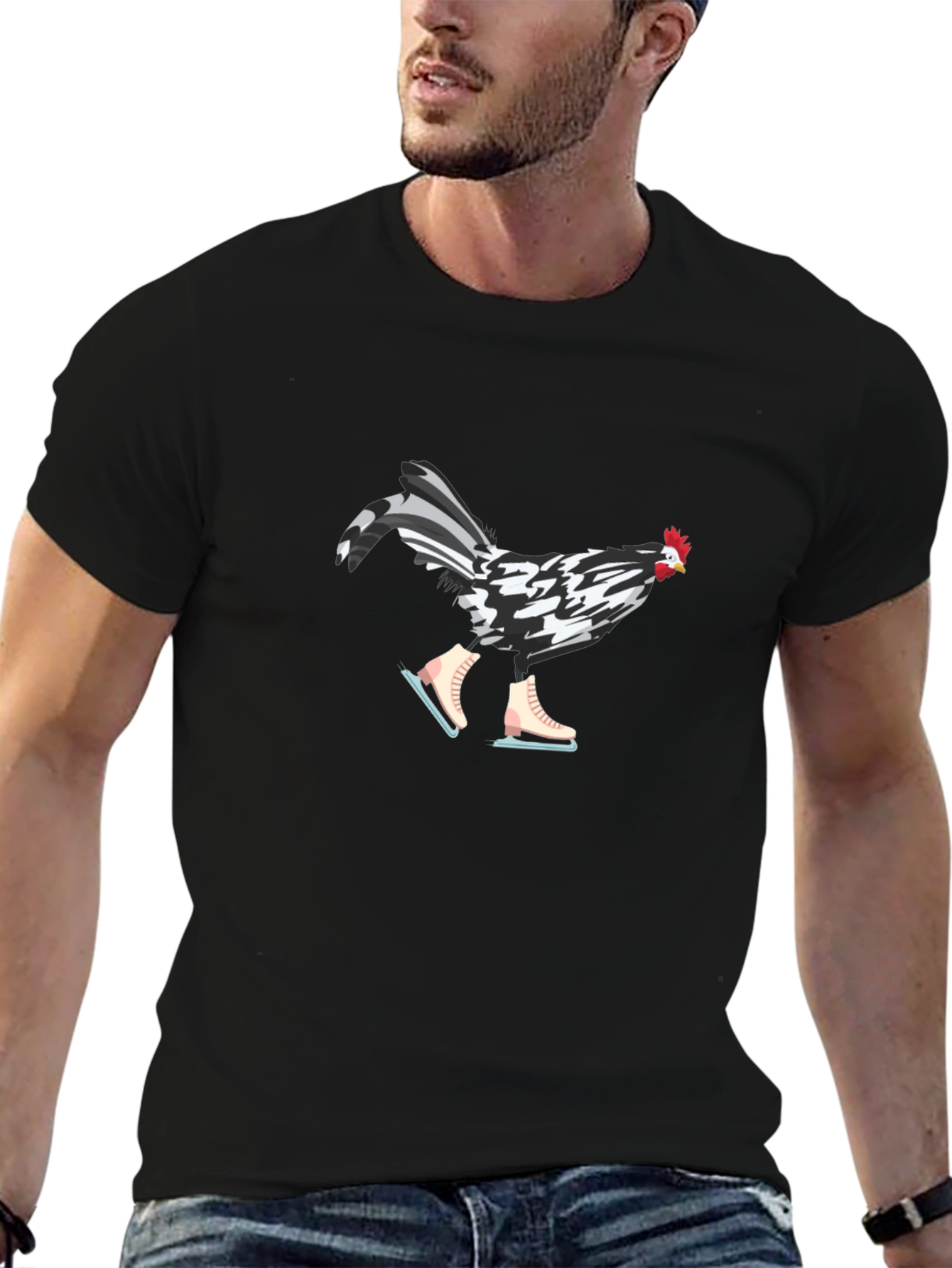 Ice Skating Chicken Graphic Tee