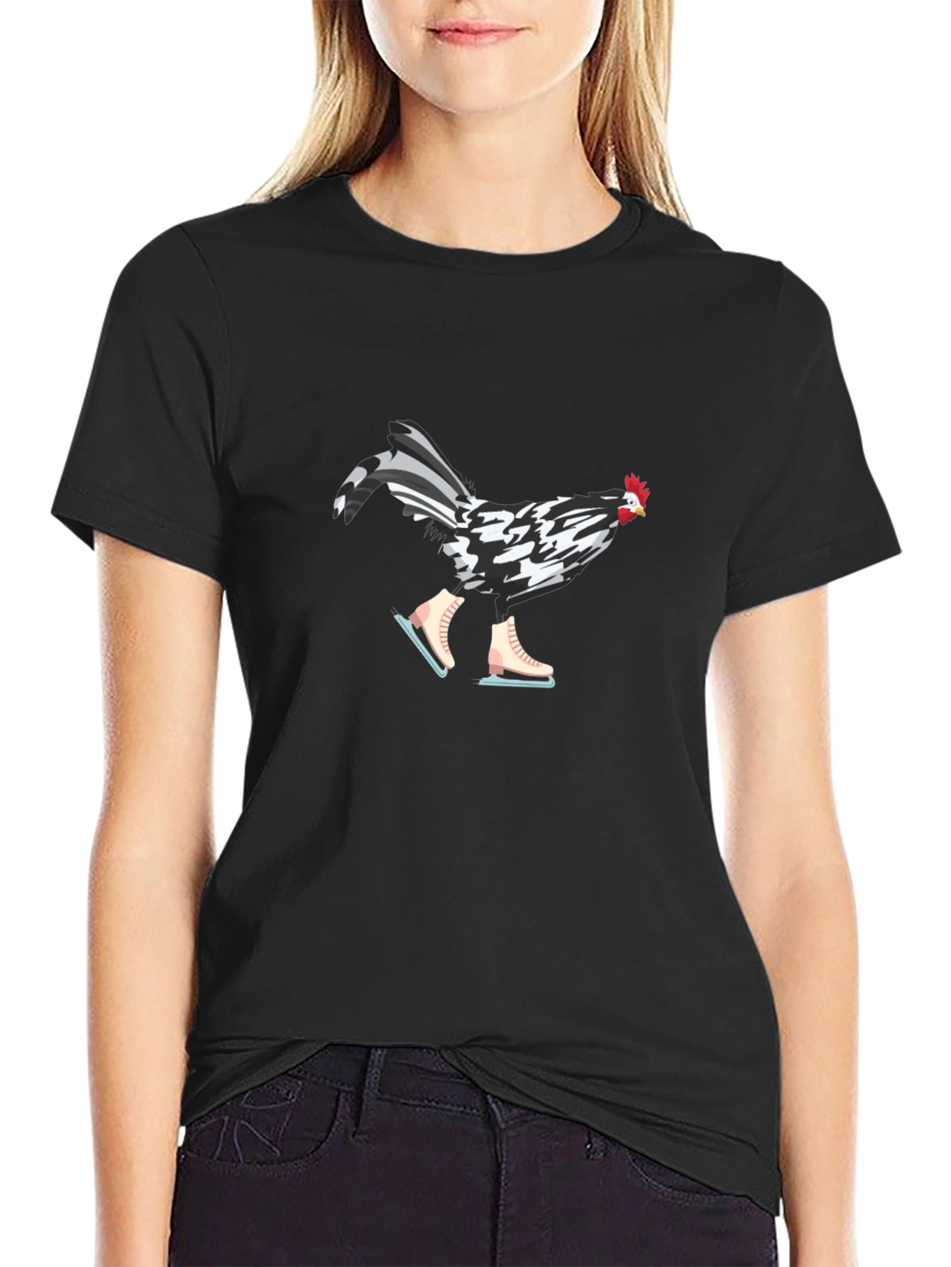 Ice Skating Chicken Graphic Tee
