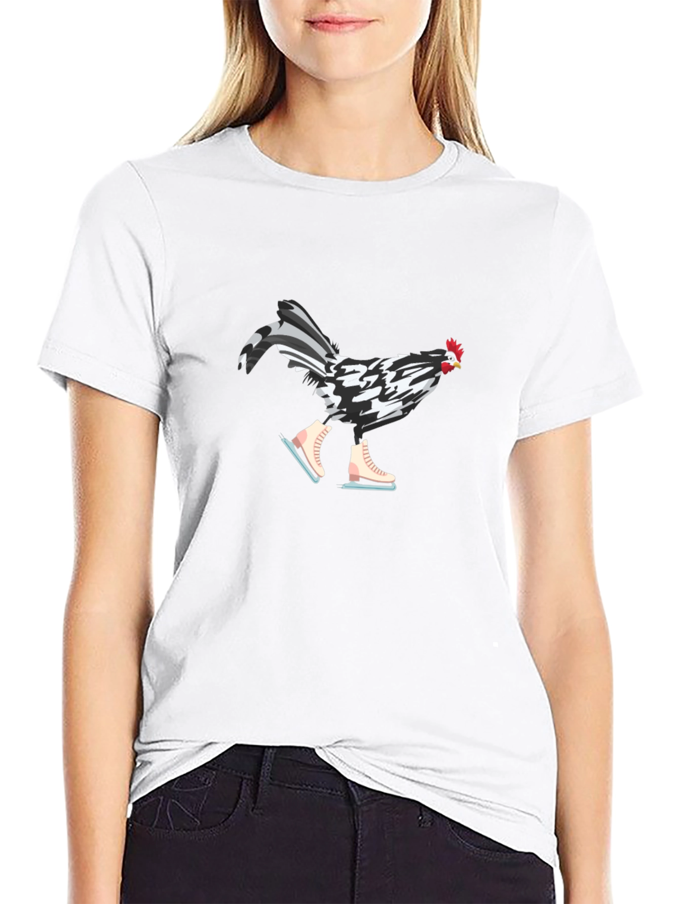 Ice Skating Chicken Graphic Tee