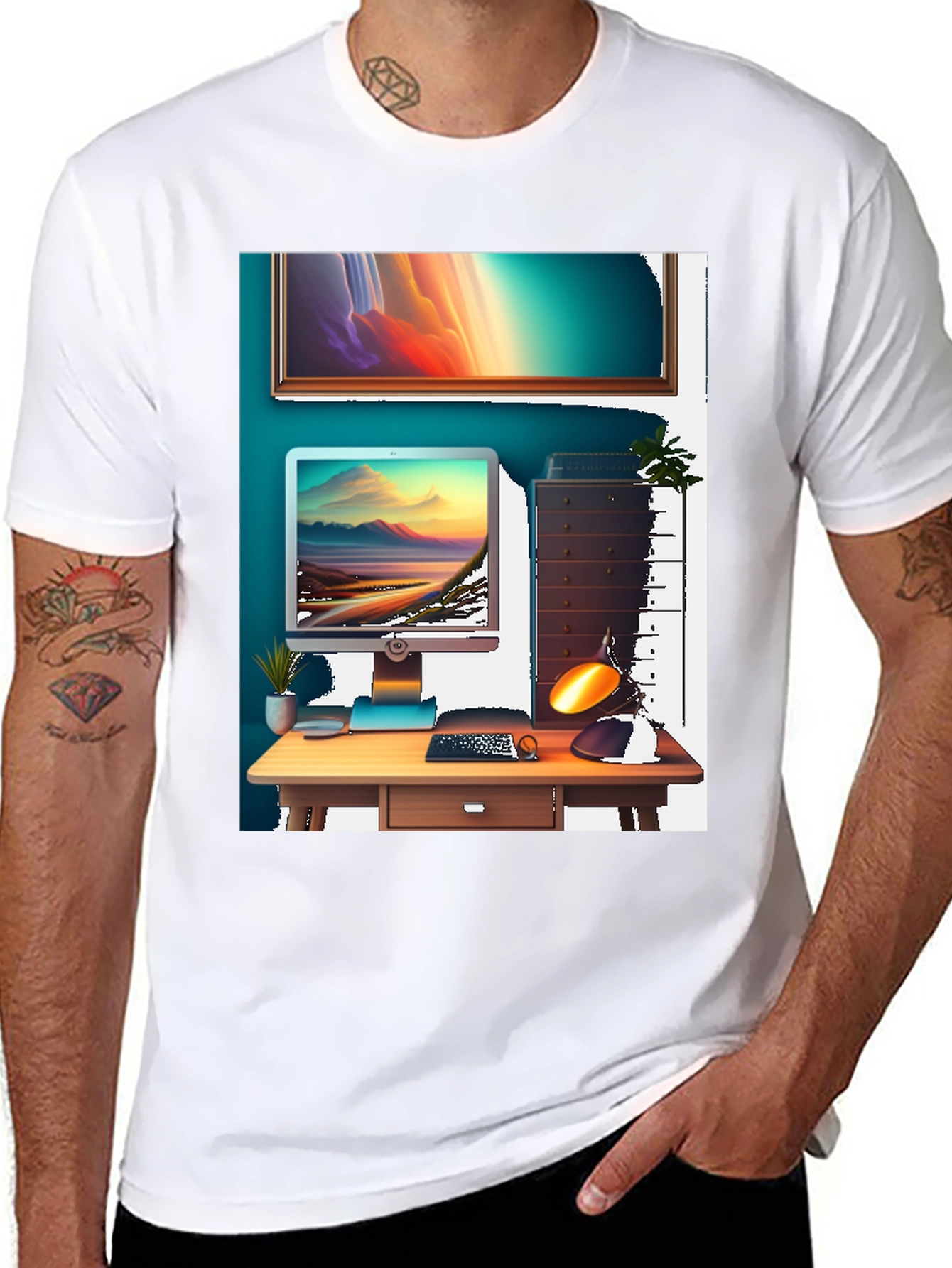Modern Workspace Graphic Tee - Black