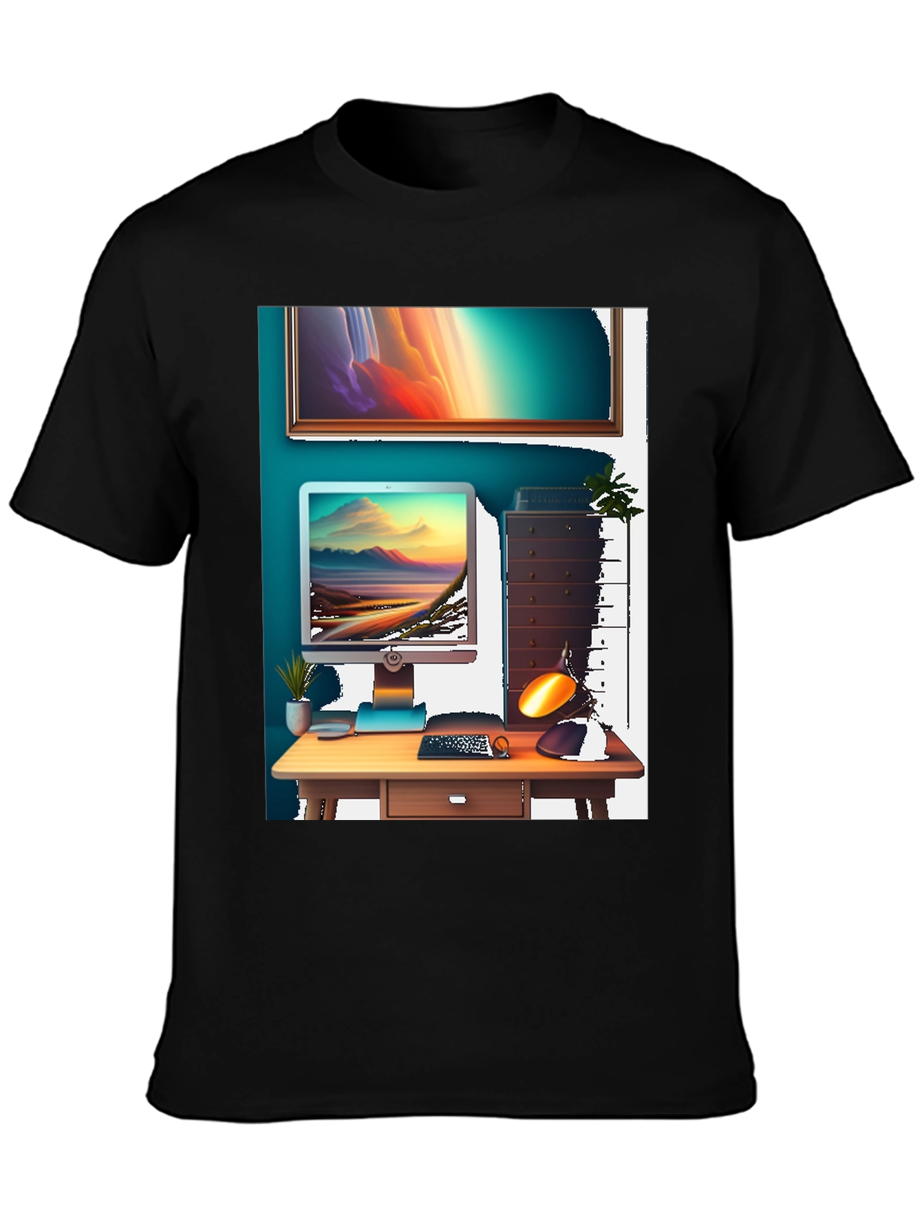 Modern Workspace Graphic Tee - Black