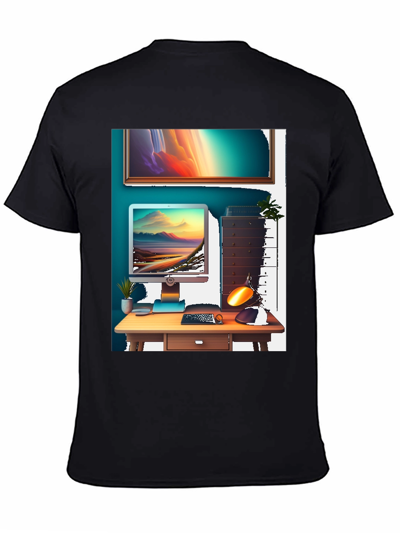 Modern Workspace Graphic Tee - Black