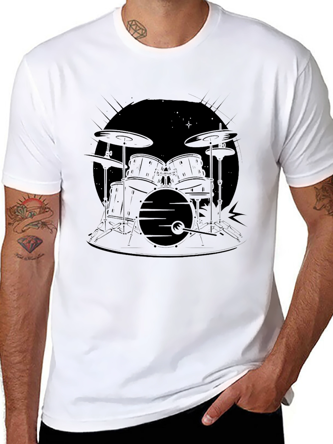 Drum Set Graphic Black T-Shirt