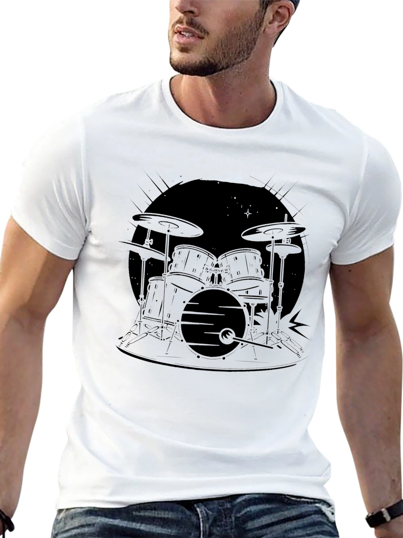 Drum Set Graphic Black T-Shirt