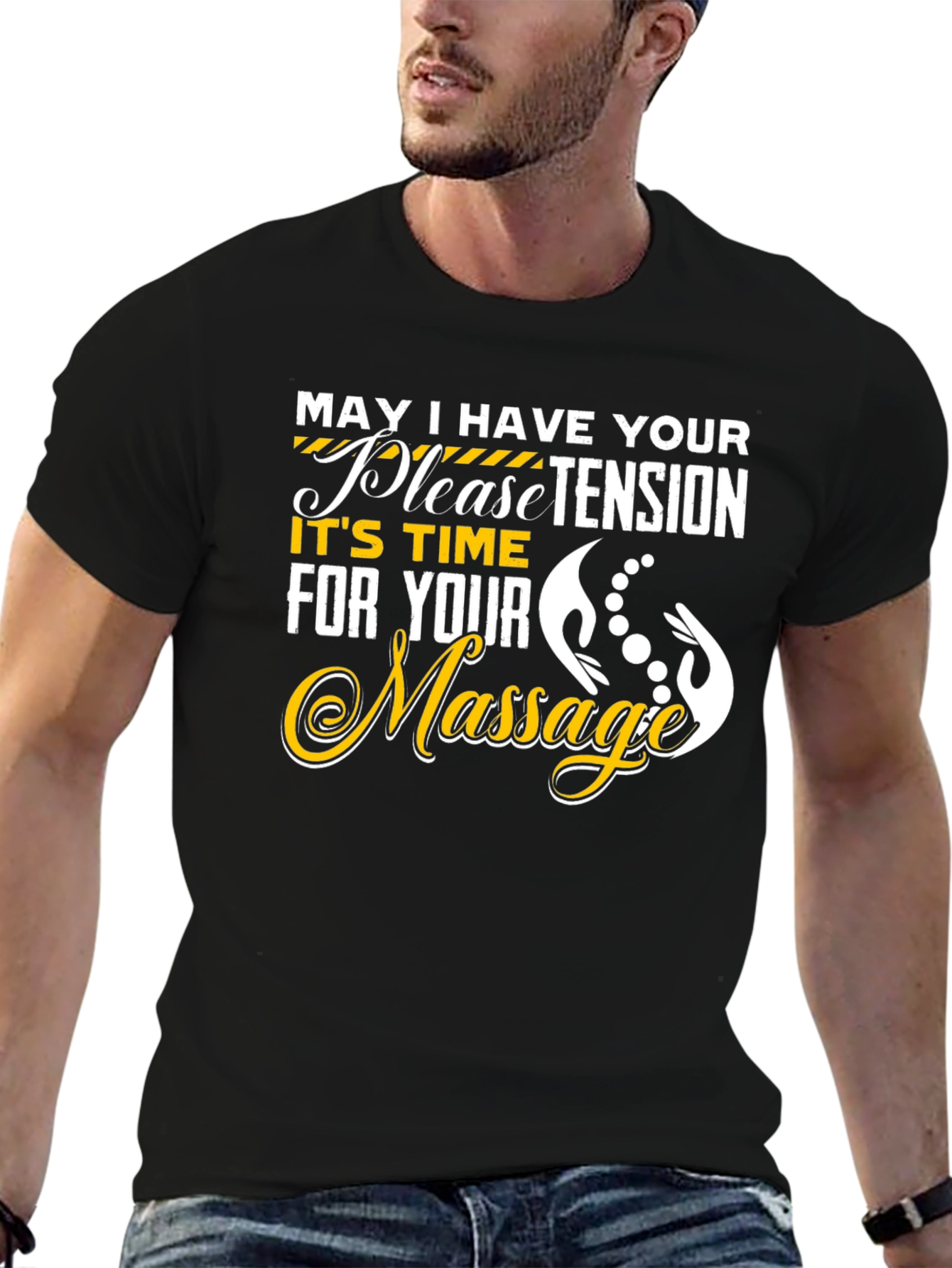 Relaxing Massage Time Graphic Tee - Black Cotton T-Shirt