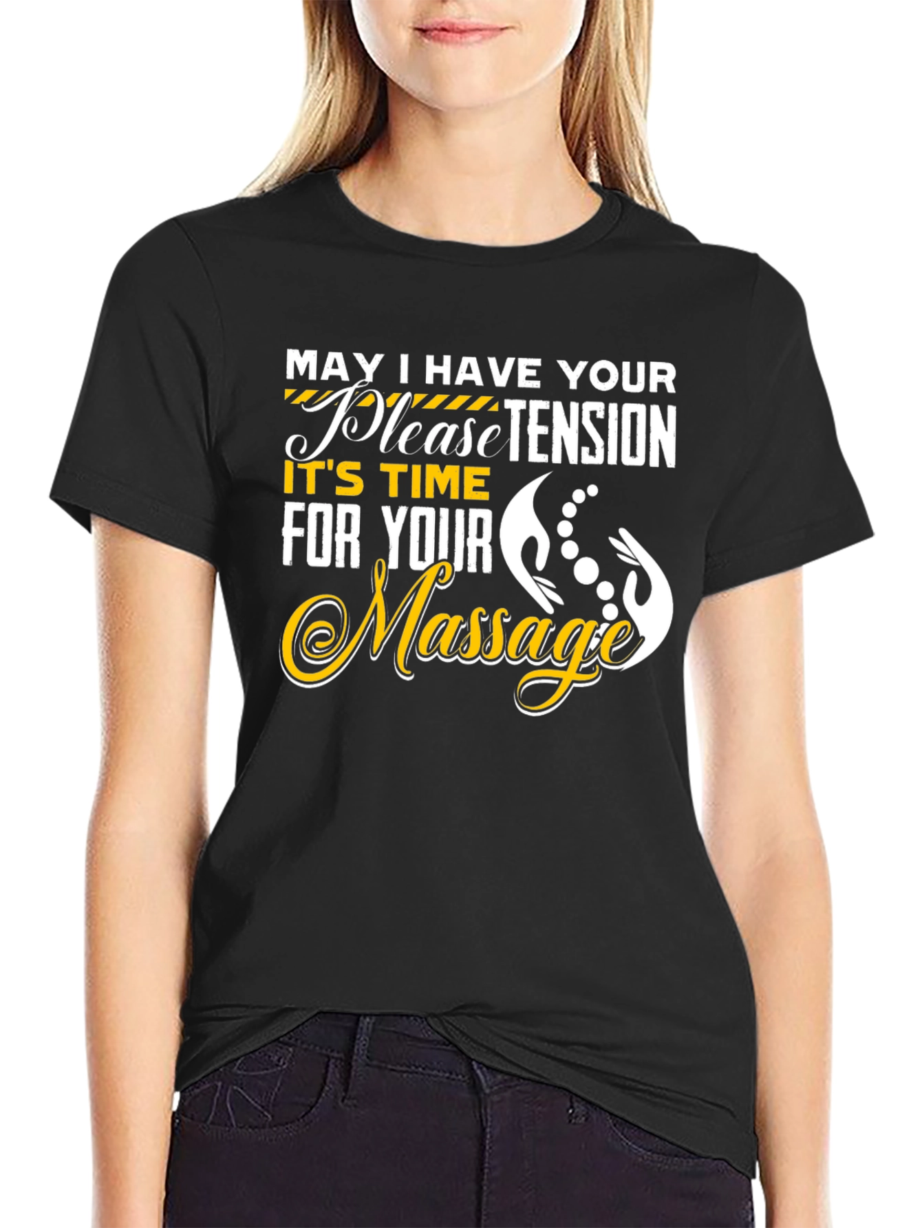 Relaxing Massage Time Graphic Tee - Black Cotton T-Shirt