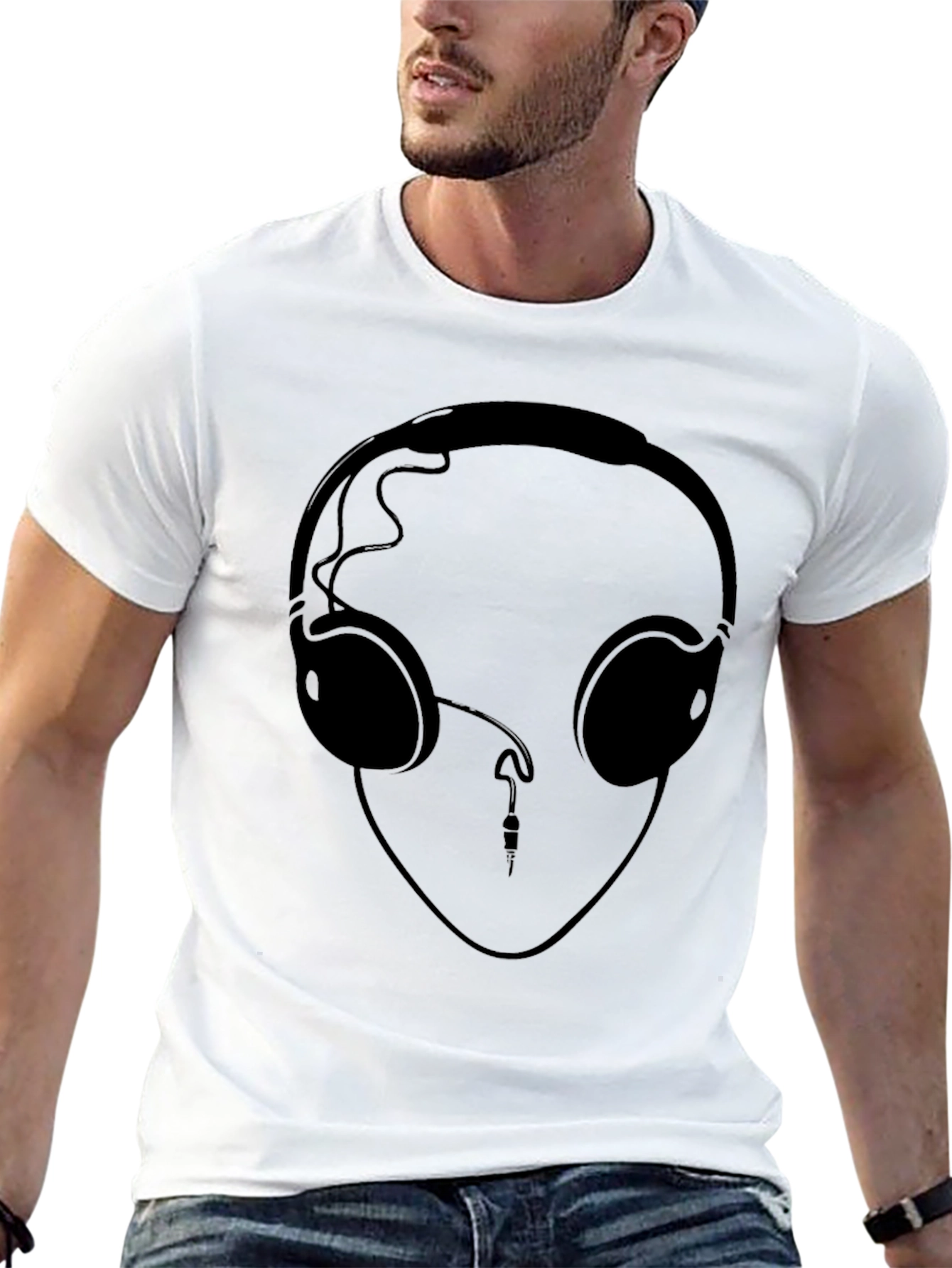 Headphone Graphic Tee - Cool Black T-Shirt