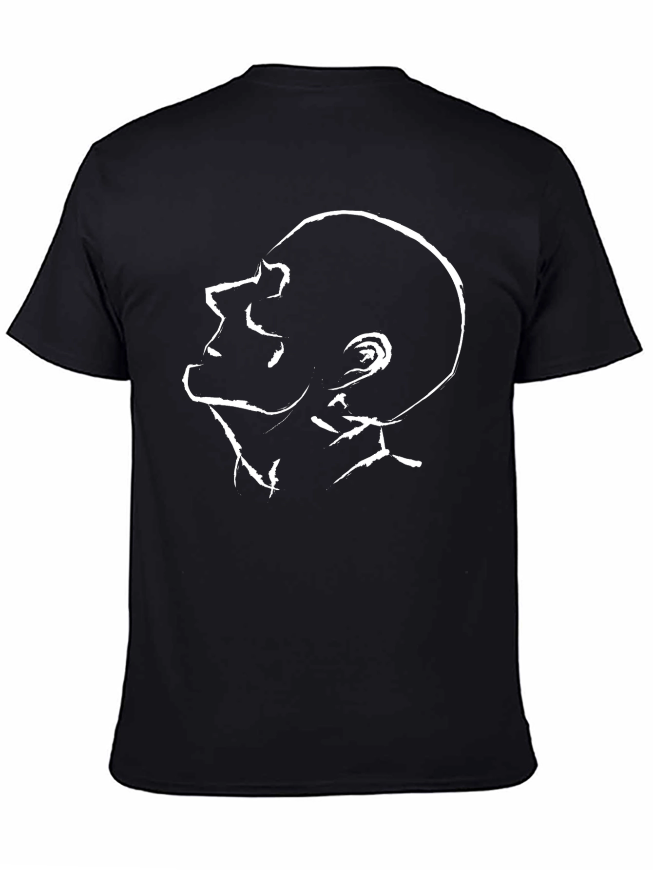 Abstract Mans Profile Black Cotton Graphic Tee
