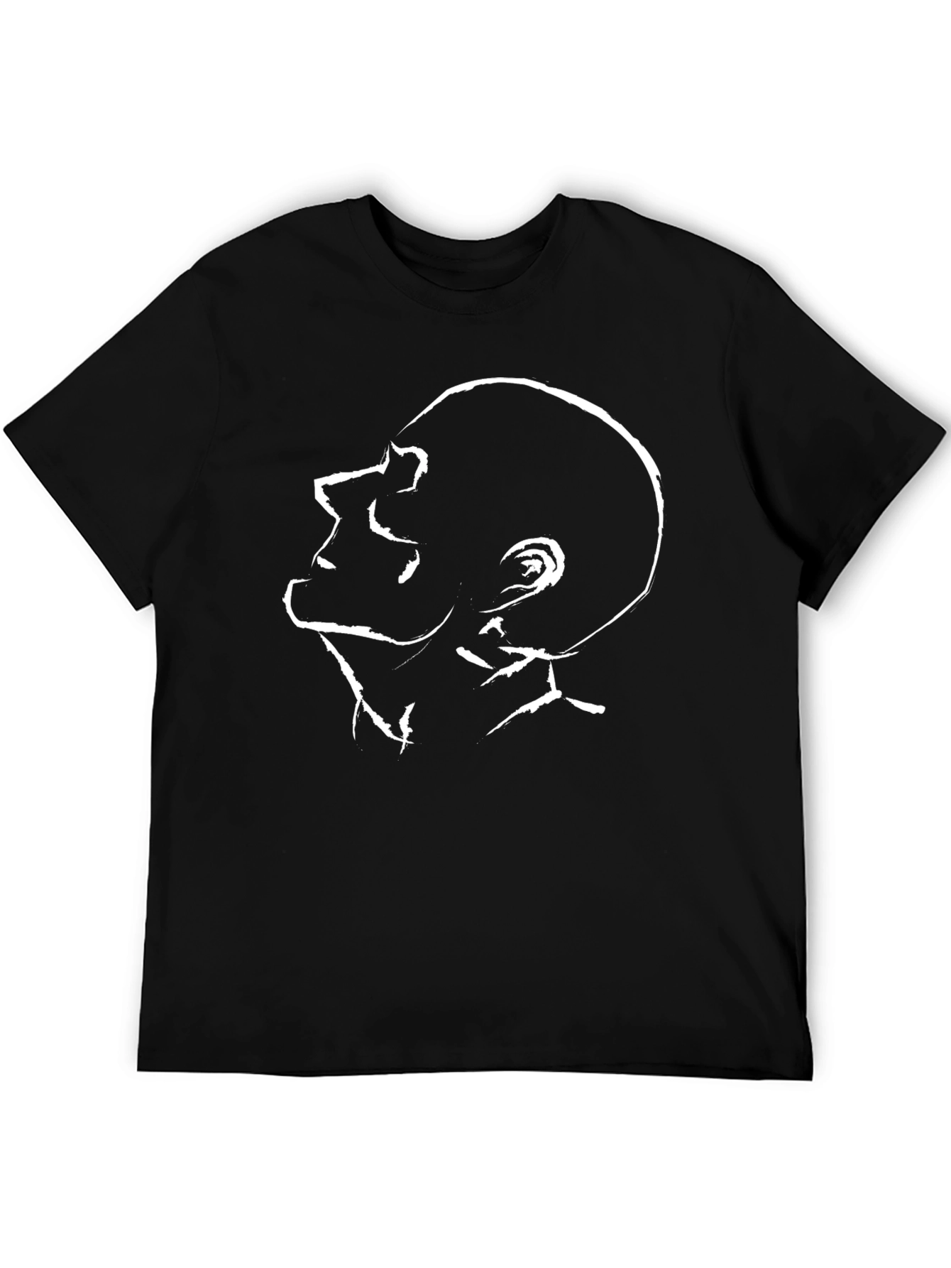 Abstract Mans Profile Black Cotton Graphic Tee