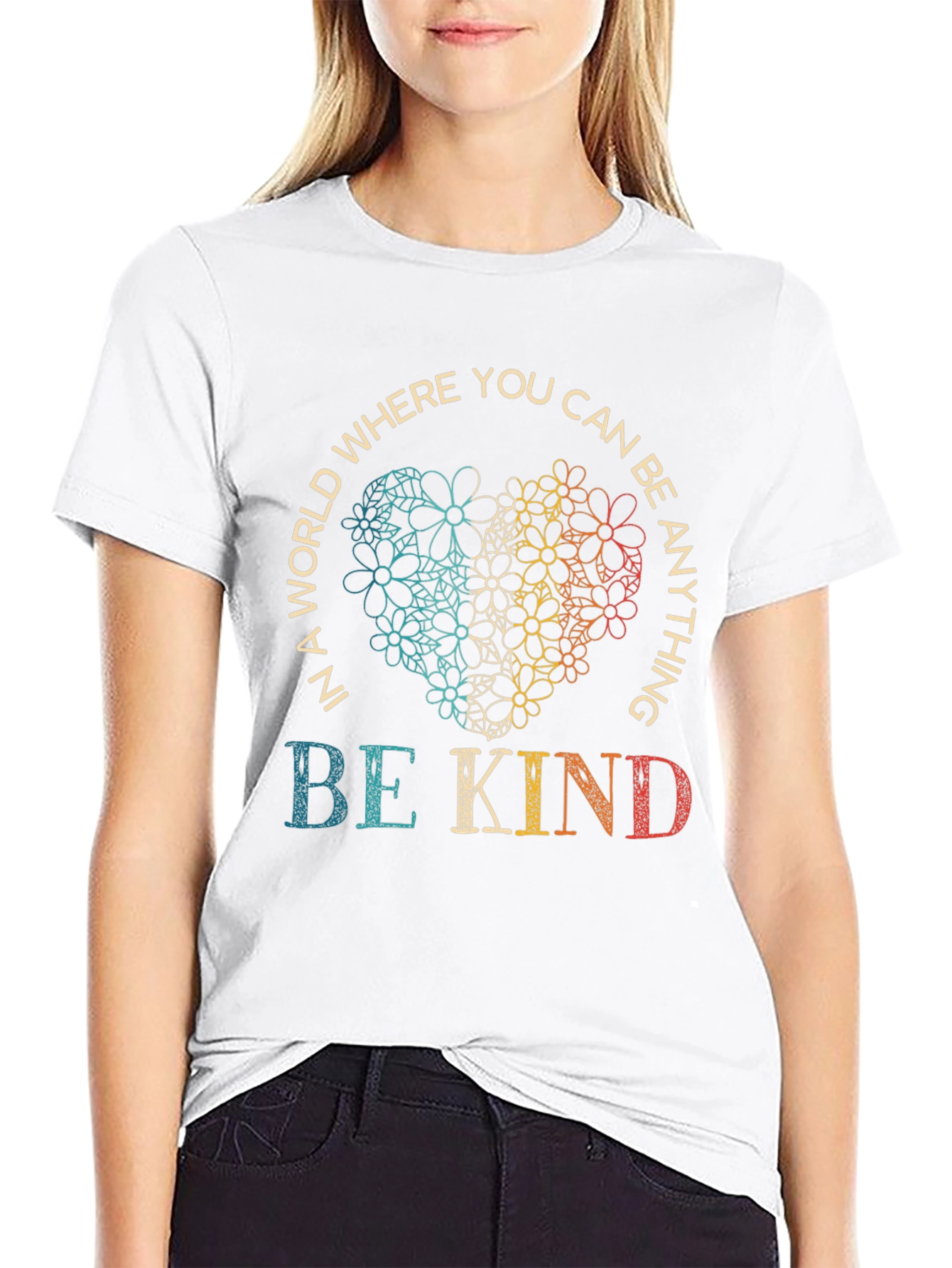 Be Kind Floral Heart Graphic Tee
