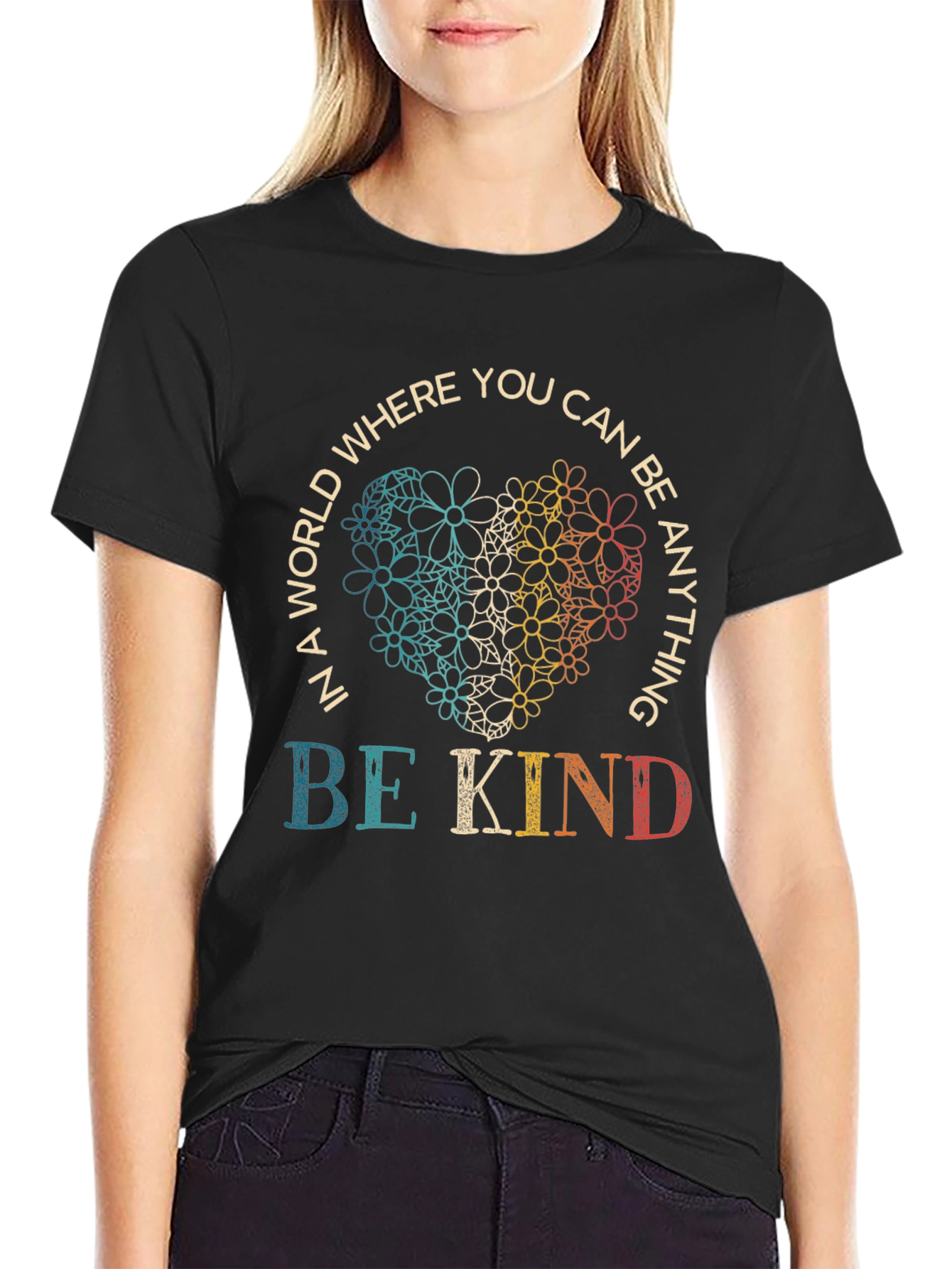 Be Kind Floral Heart Graphic Tee