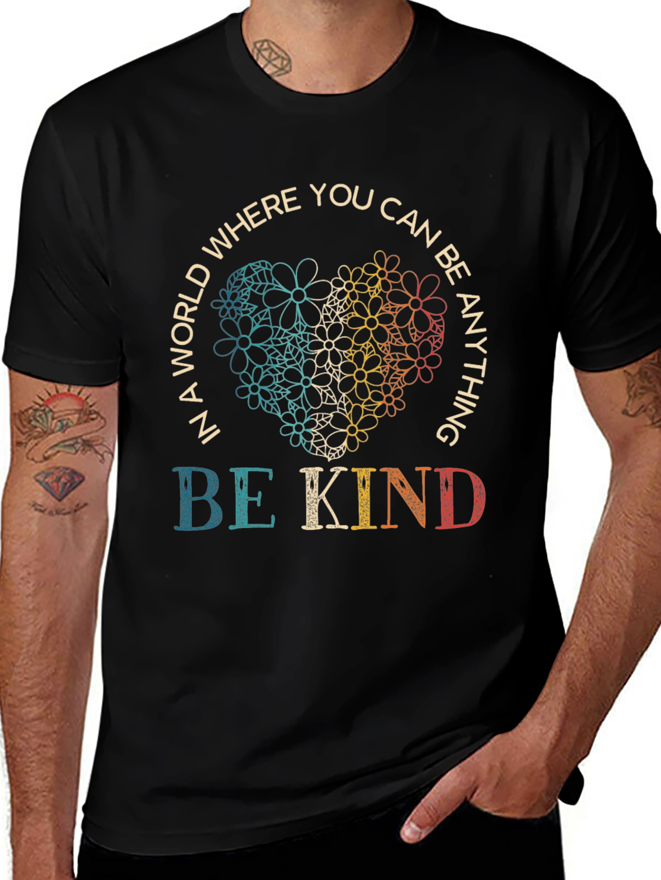 Be Kind Floral Heart Graphic Tee