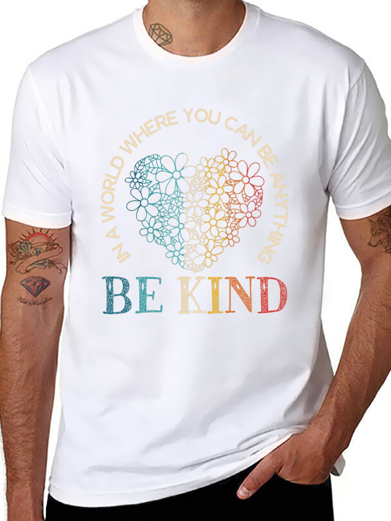 Be Kind Floral Heart Graphic Tee