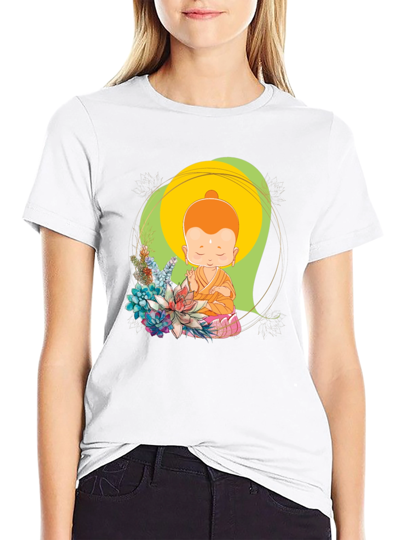Buddha Baby Graphic Tee - Black Cotton Blend T-Shirt