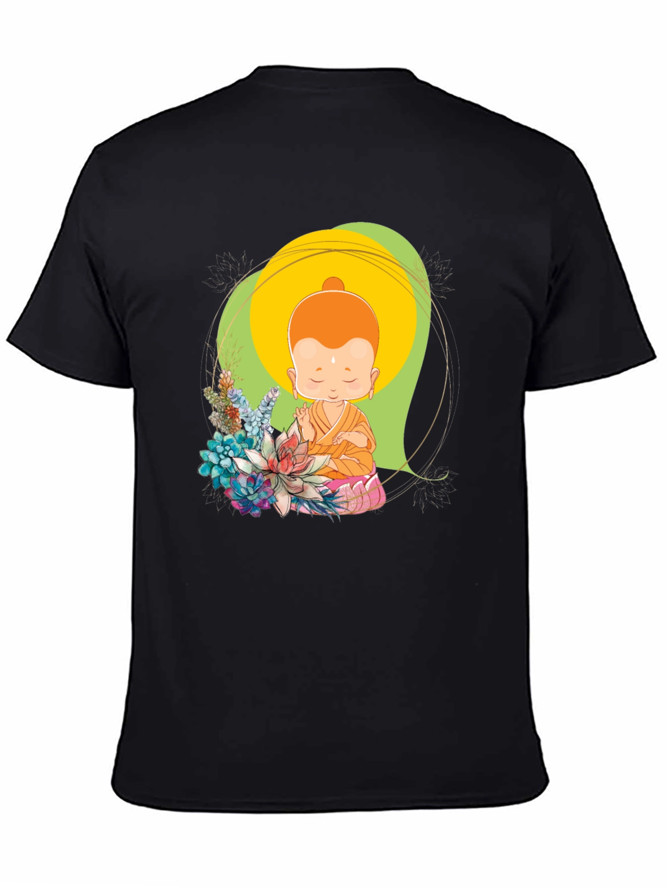 Buddha Baby Graphic Tee - Black Cotton Blend T-Shirt