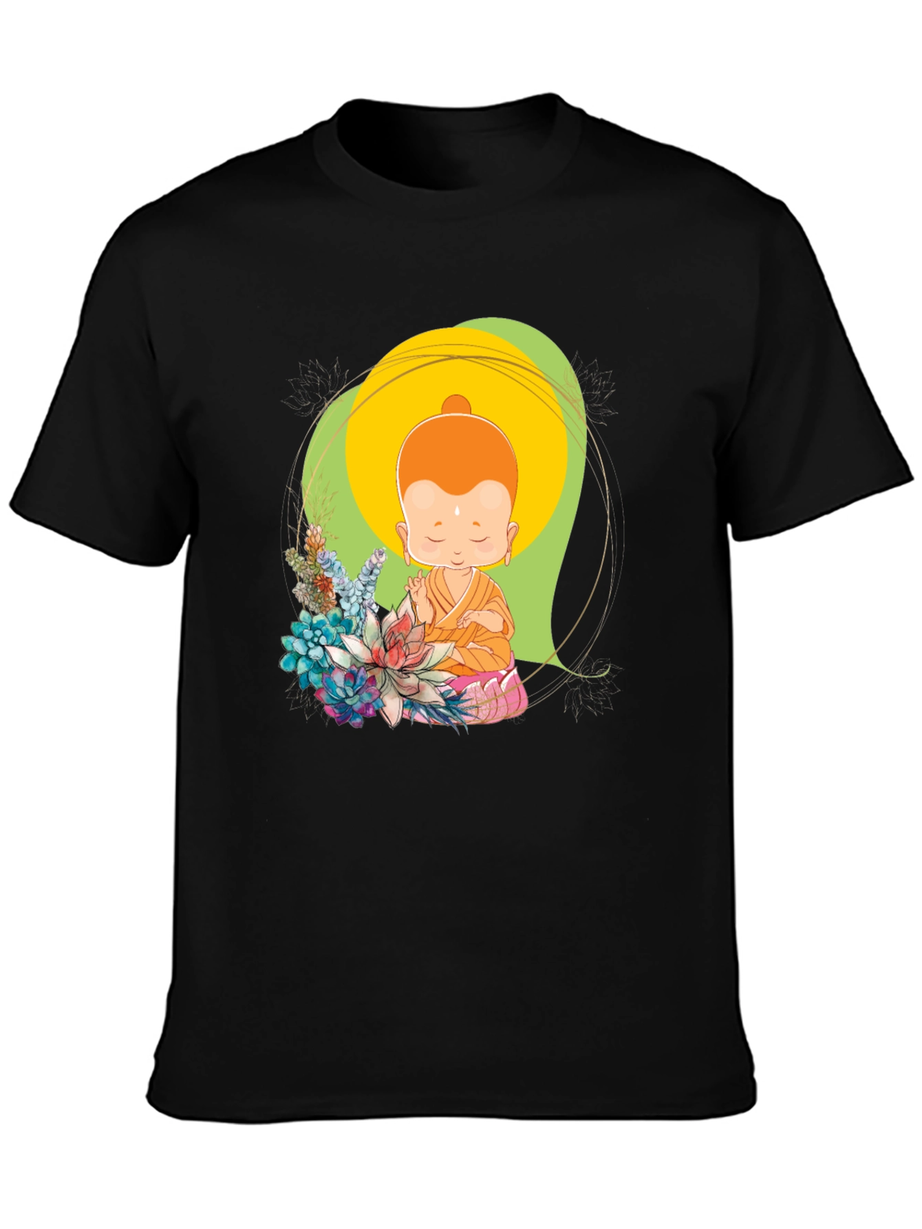 Buddha Baby Graphic Tee - Black Cotton Blend T-Shirt