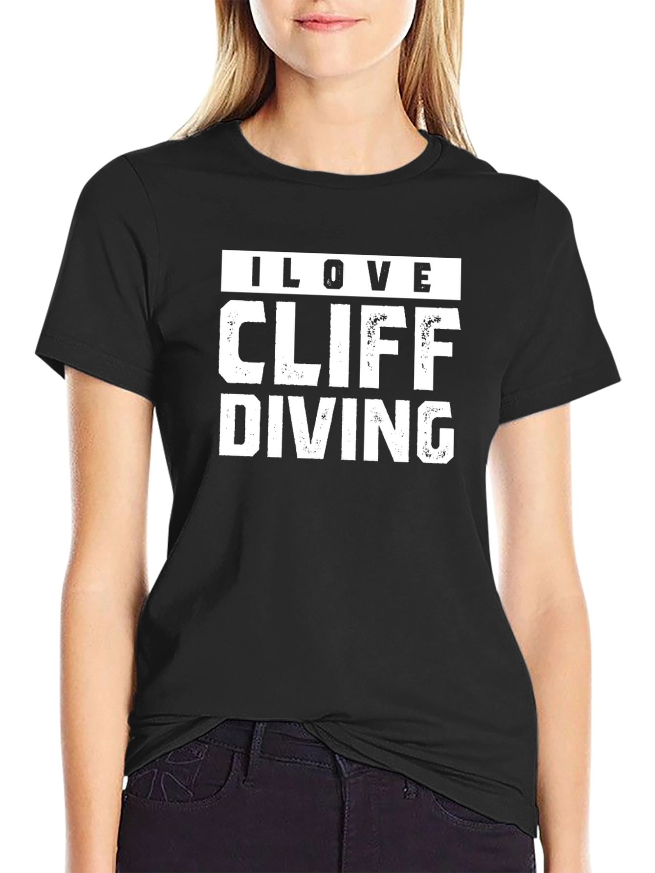 I Love Cliff Diving Black T-Shirt