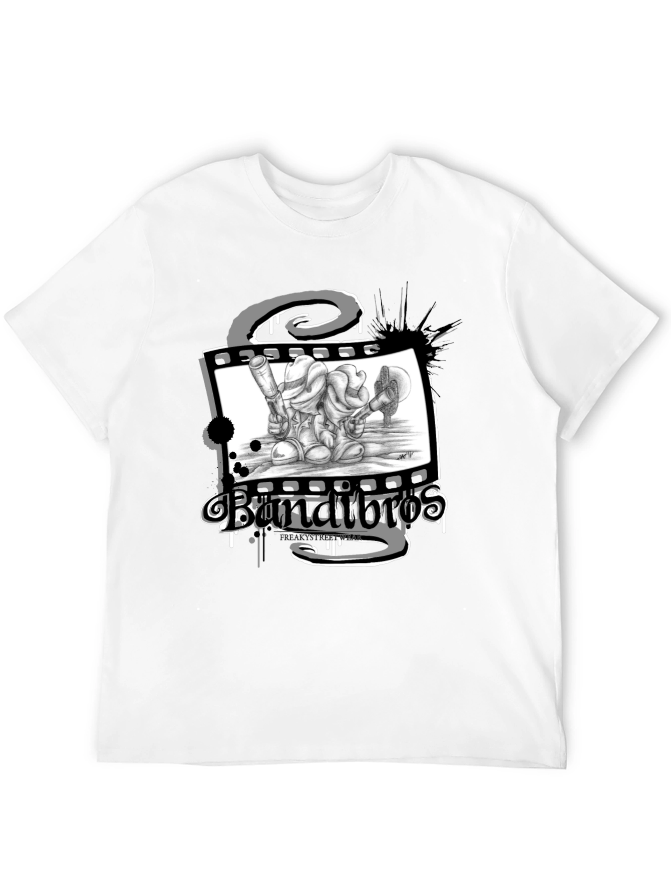 Bandit Bros T-Shirt: Cartoon Film Noir Design