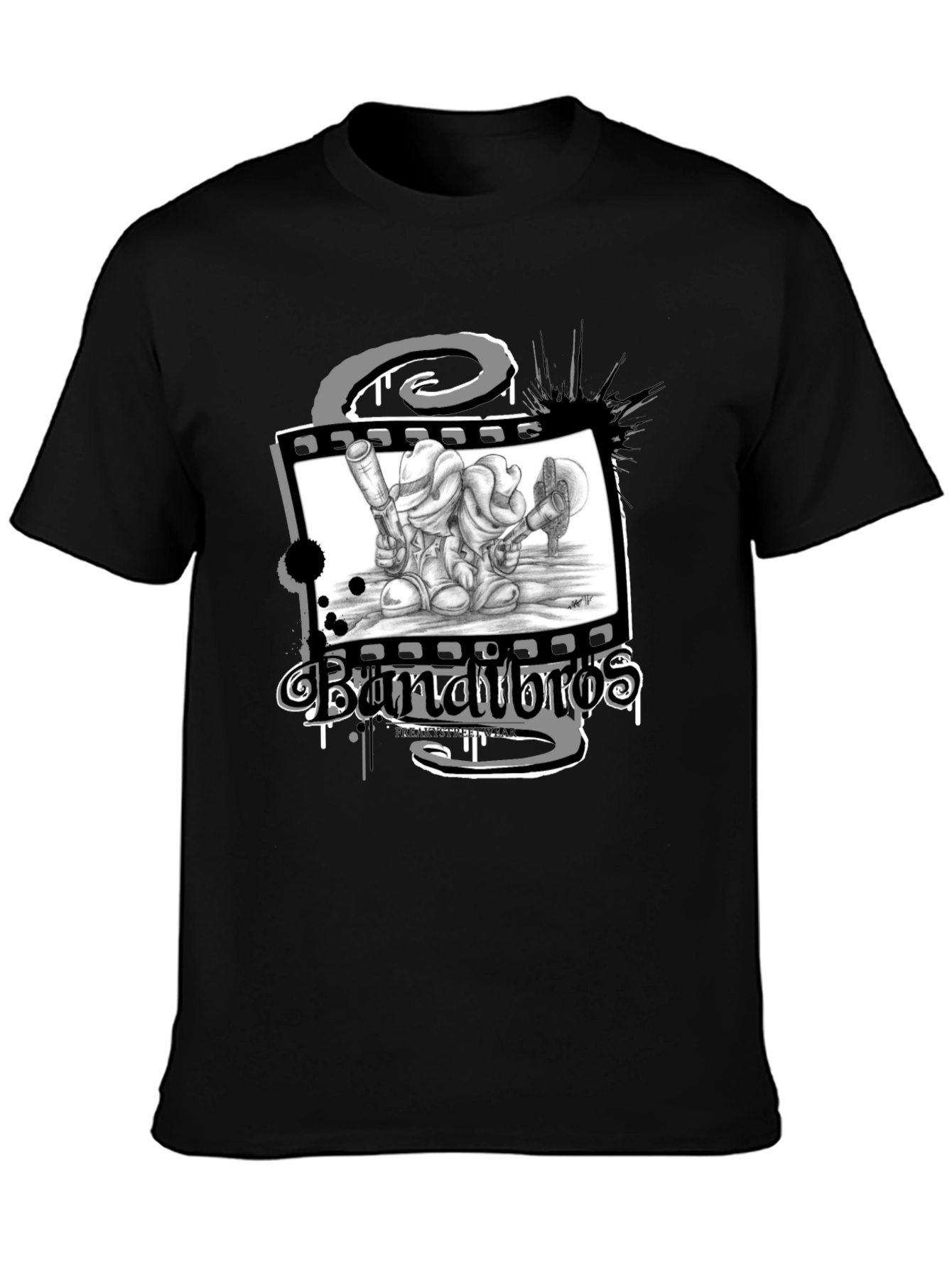 Bandit Bros T-Shirt: Cartoon Film Noir Design