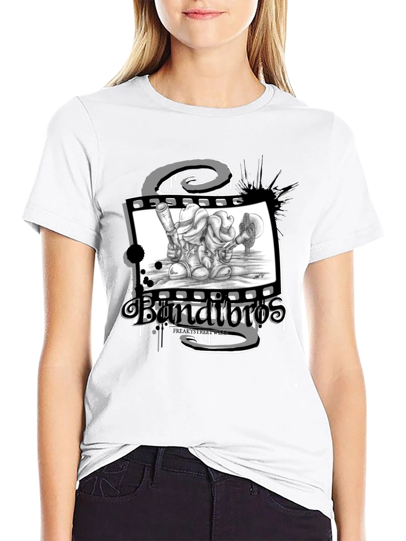 Bandit Bros T-Shirt: Cartoon Film Noir Design