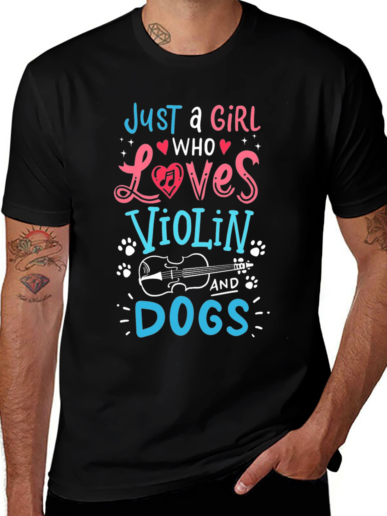 Just A Girl Who Loves Violin & Dogs Tee