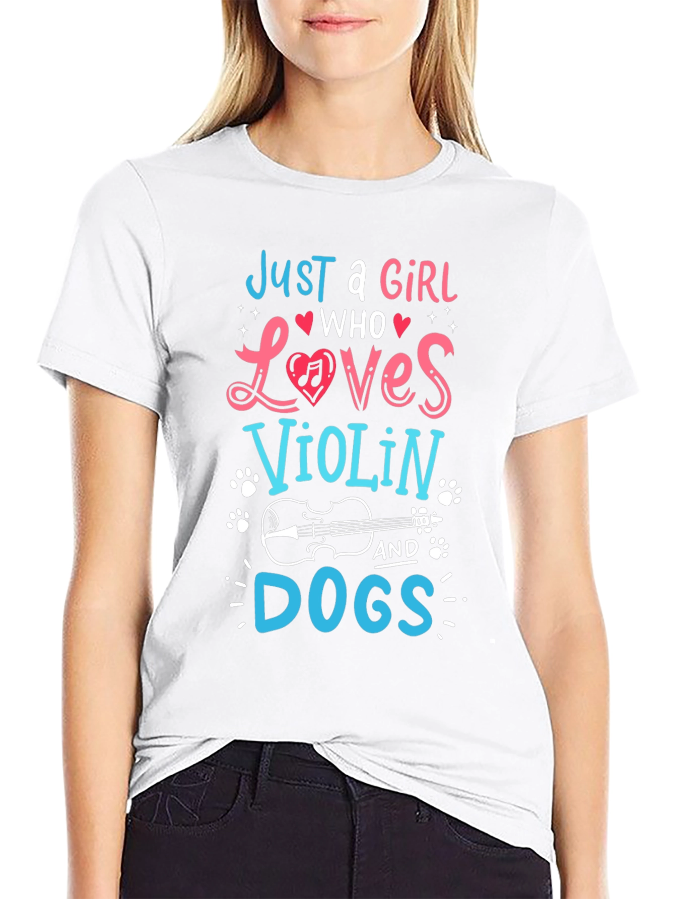 Just A Girl Who Loves Violin & Dogs Tee