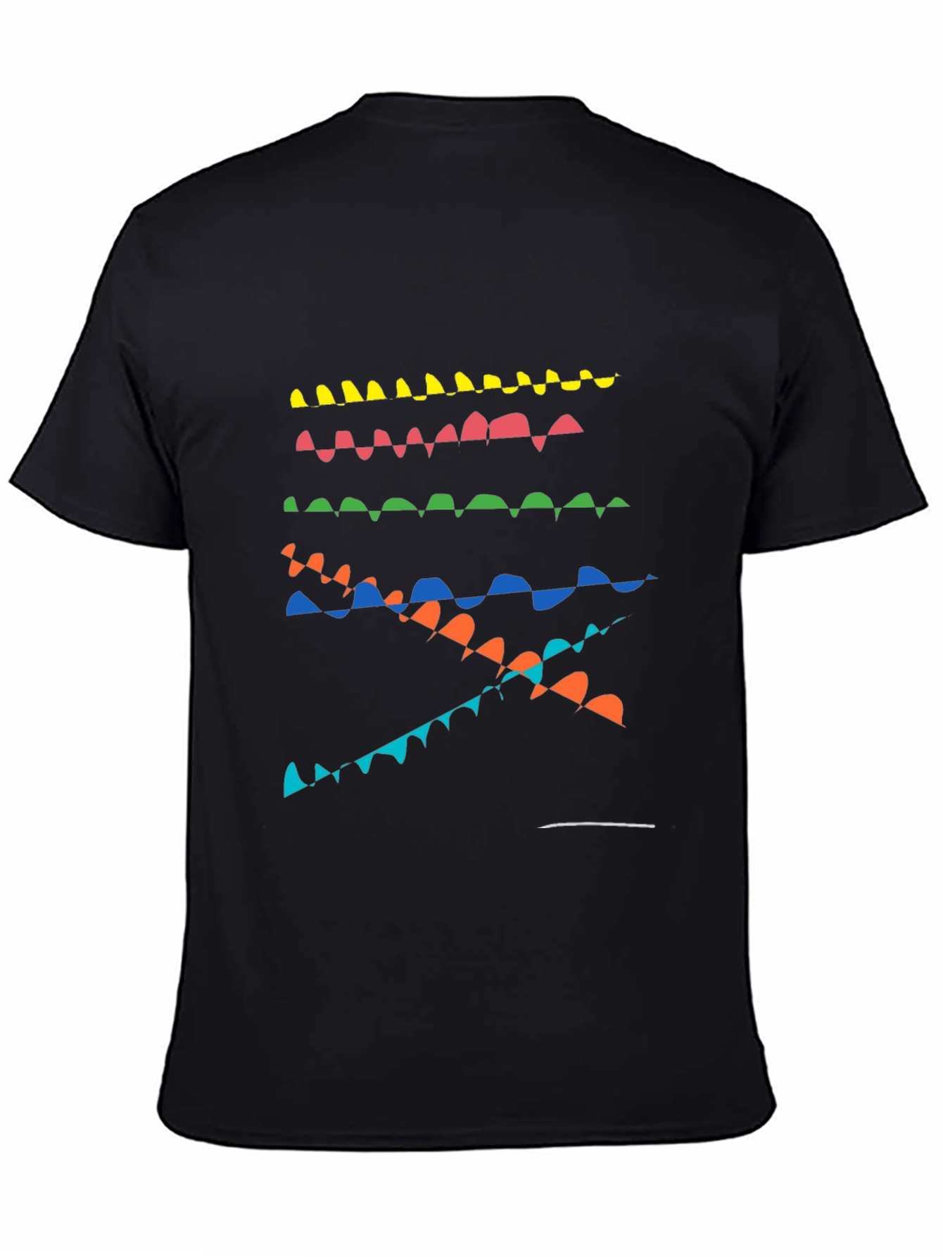 Abstract Wave Graphic Print Black T-Shirt