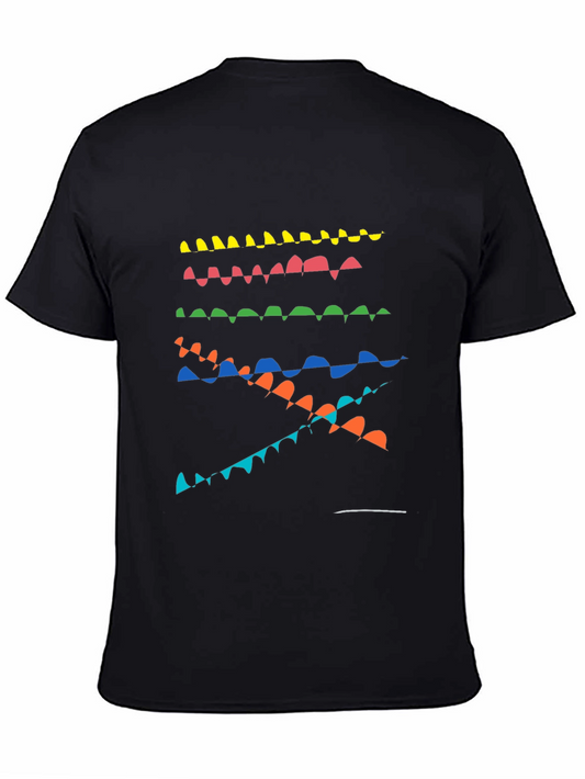 Abstract Wave Graphic Print Black T-Shirt