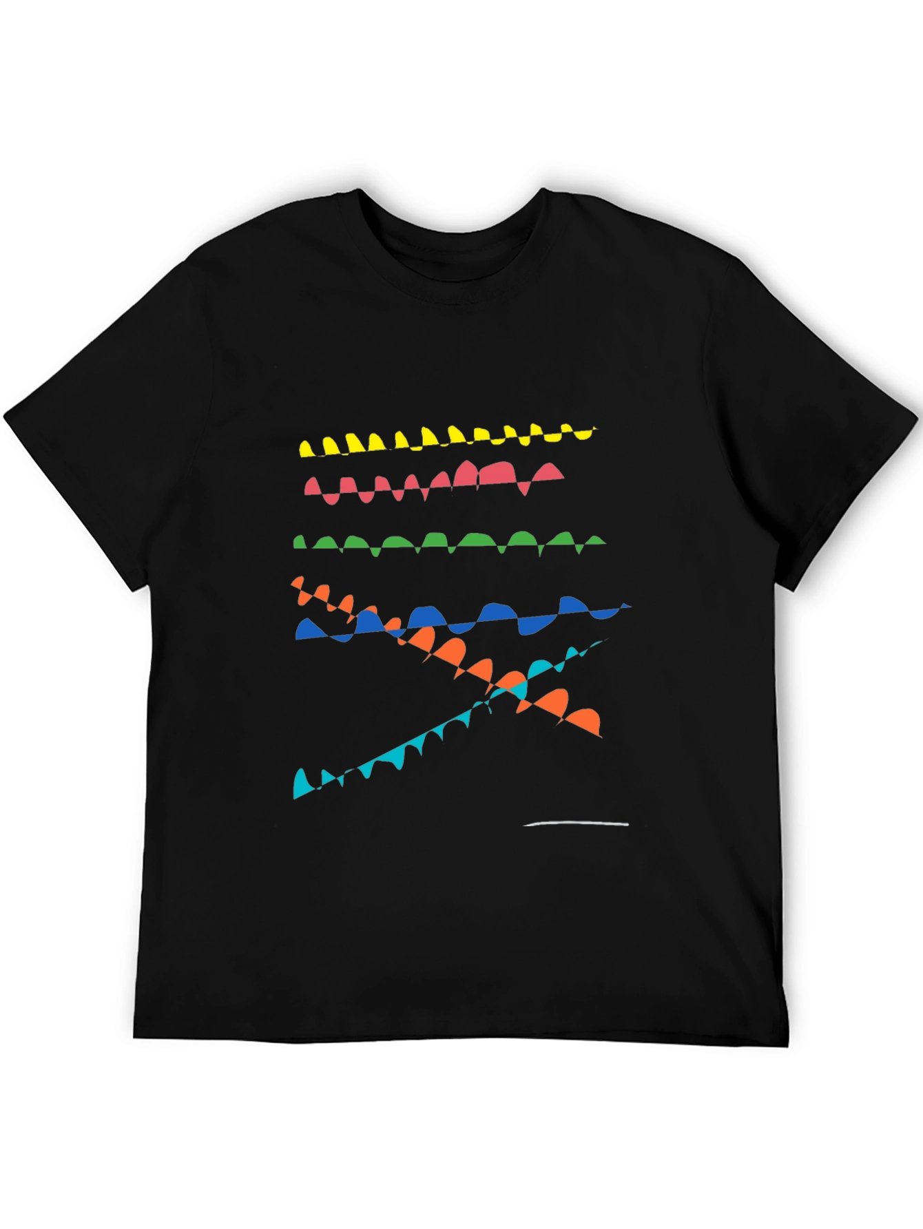 Abstract Wave Graphic Print Black T-Shirt