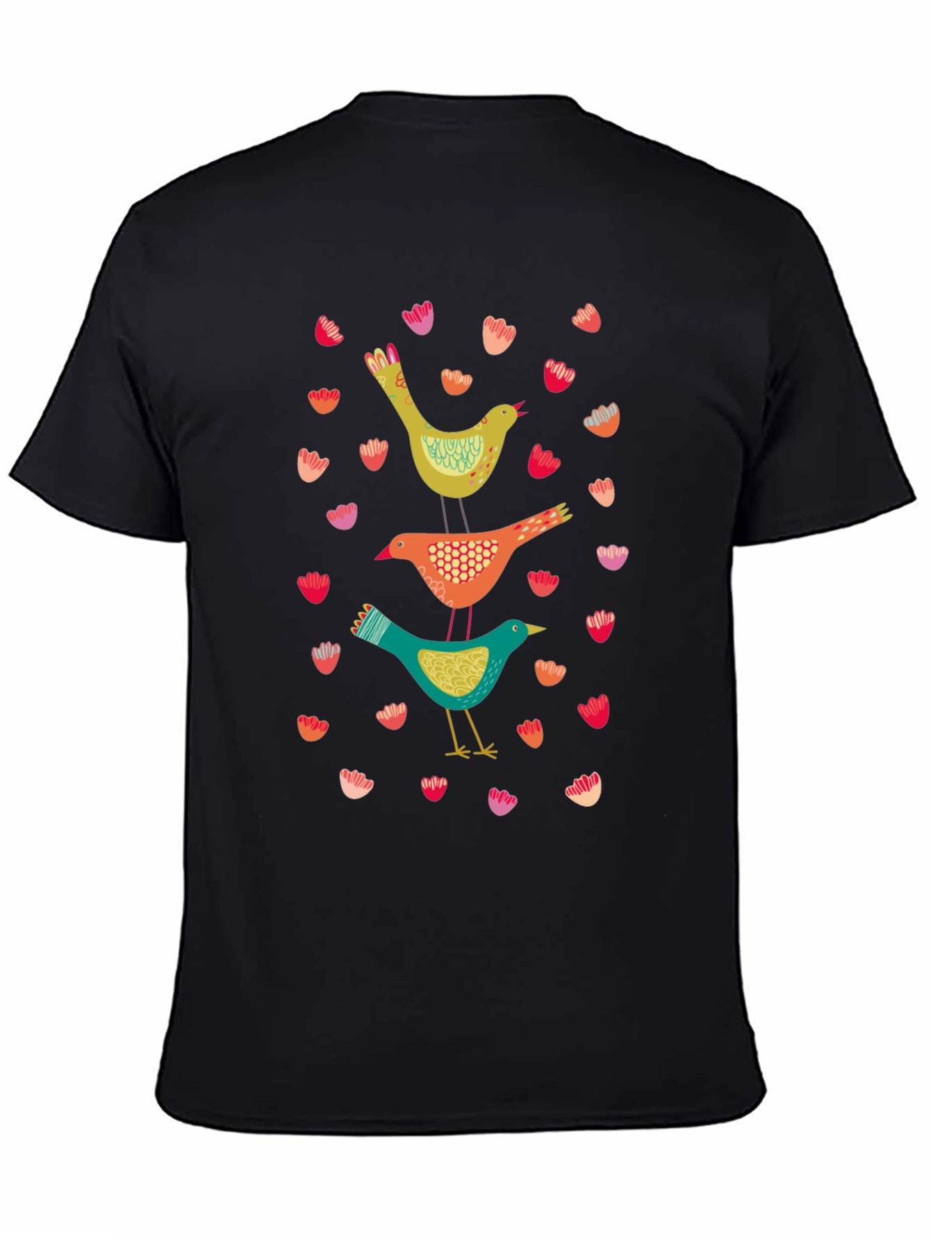 Bird Stack Graphic Tee - Stylish Comfort