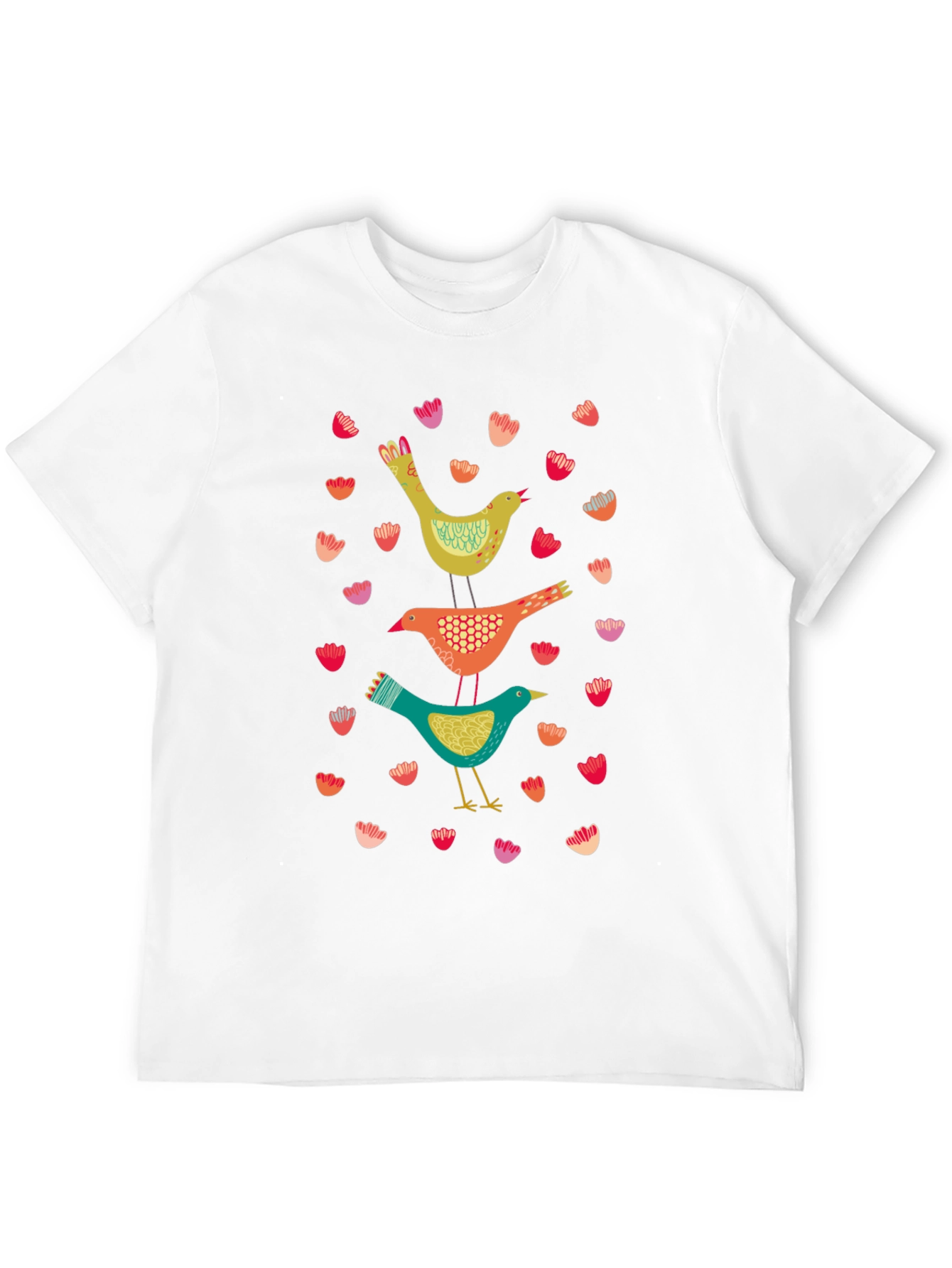 Bird Stack Graphic Tee - Stylish Comfort