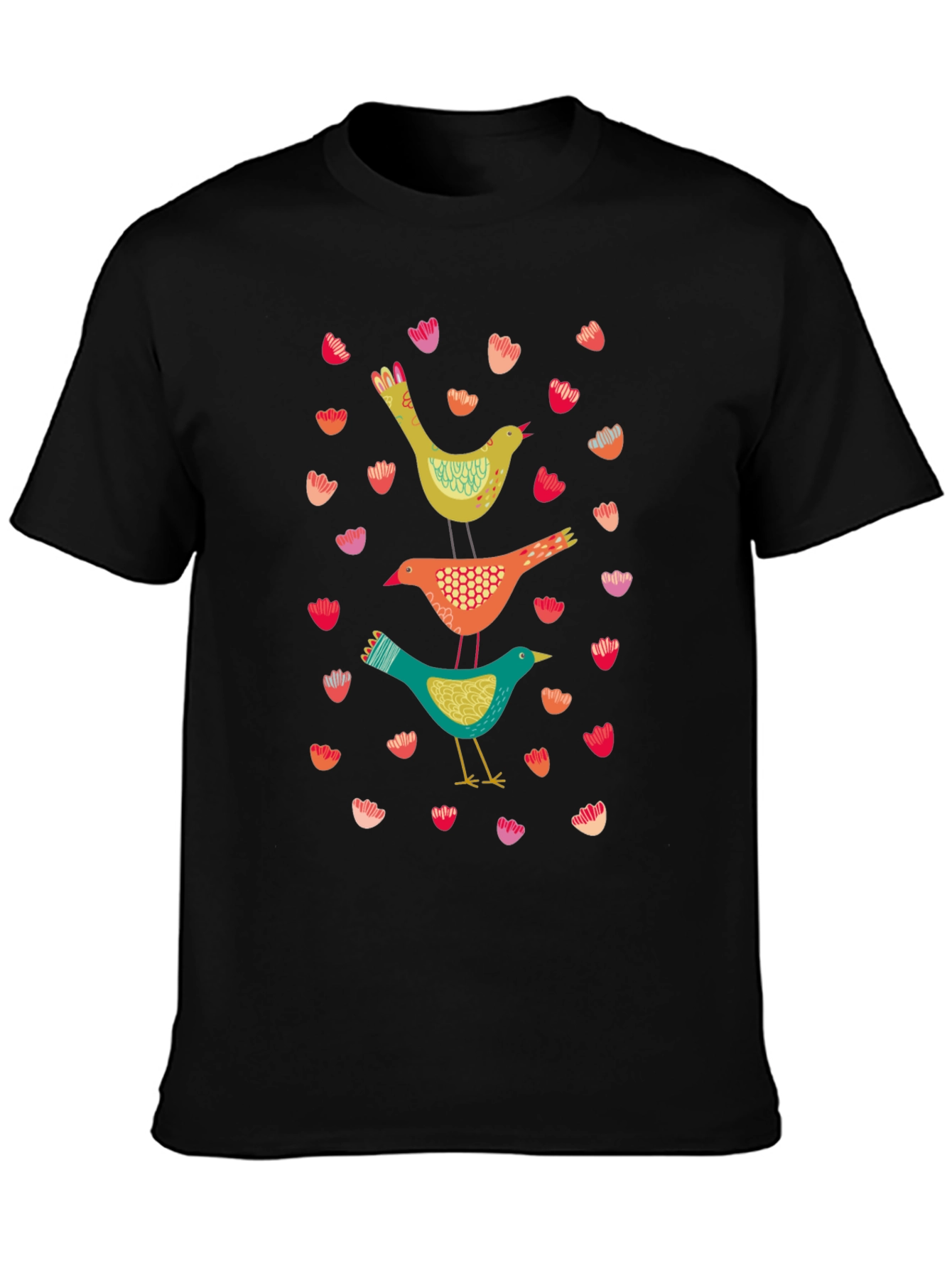 Bird Stack Graphic Tee - Stylish Comfort