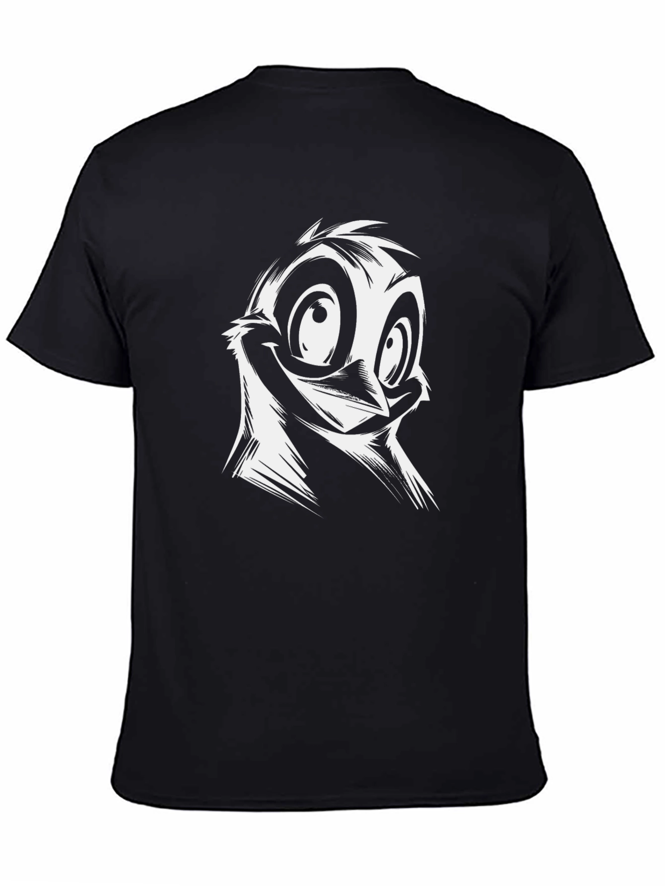 Cartoon Bird Graphic Black T-Shirt