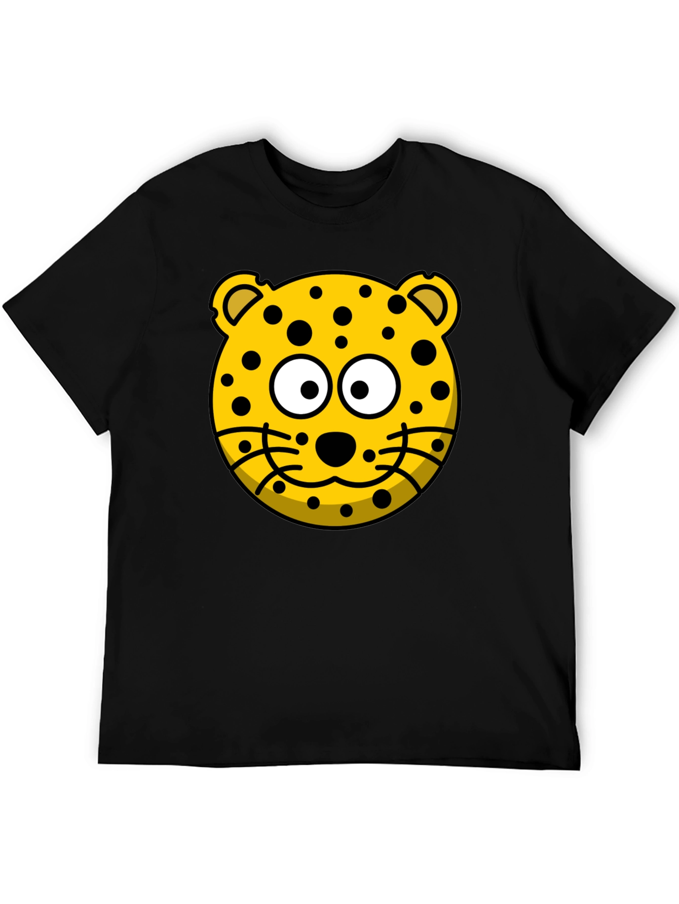 Cartoon Leopard Print Black T-Shirt