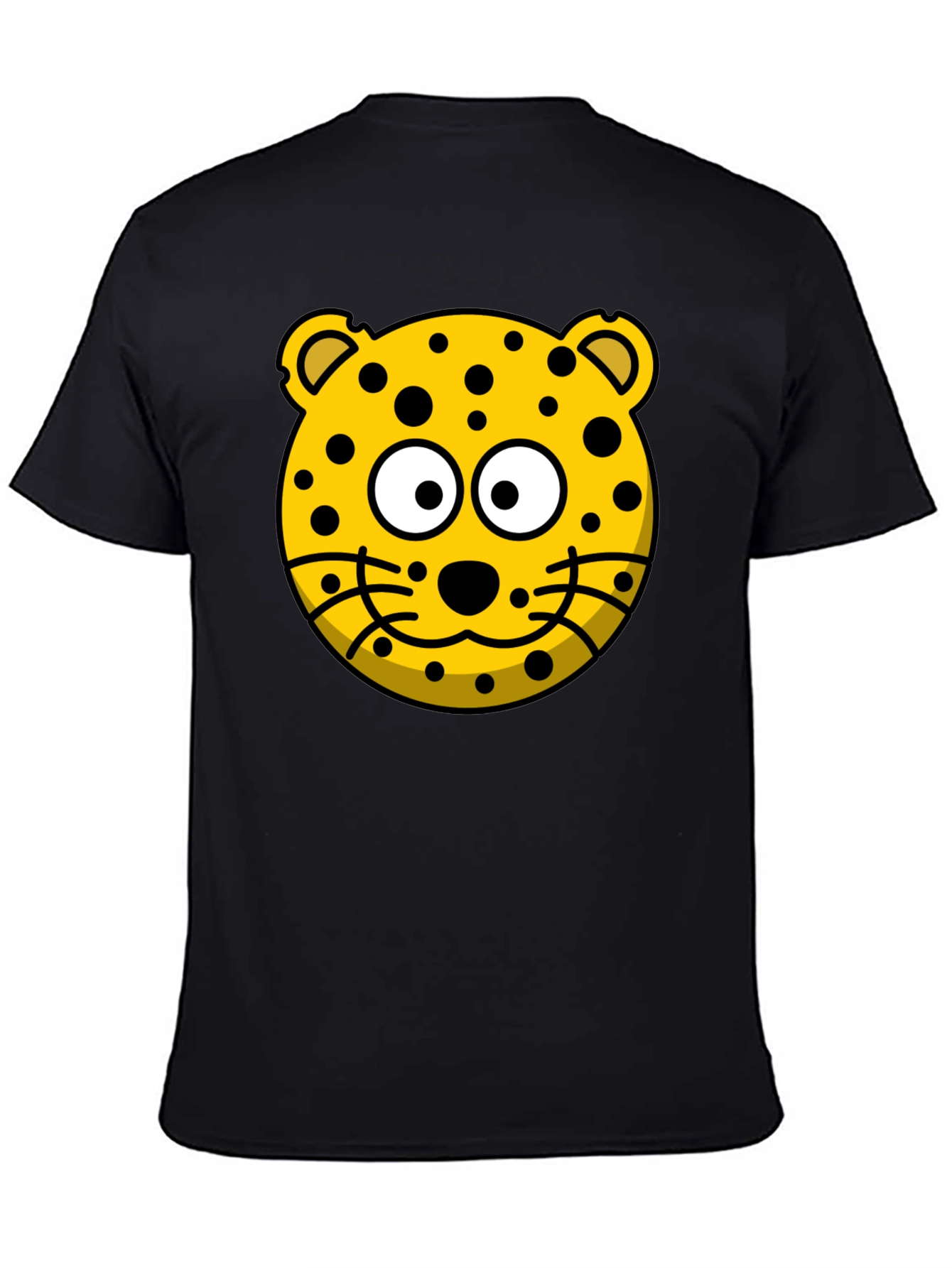 Cartoon Leopard Print Black T-Shirt