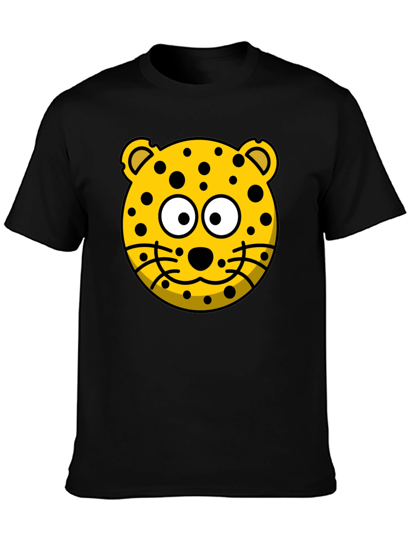Cartoon Leopard Print Black T-Shirt