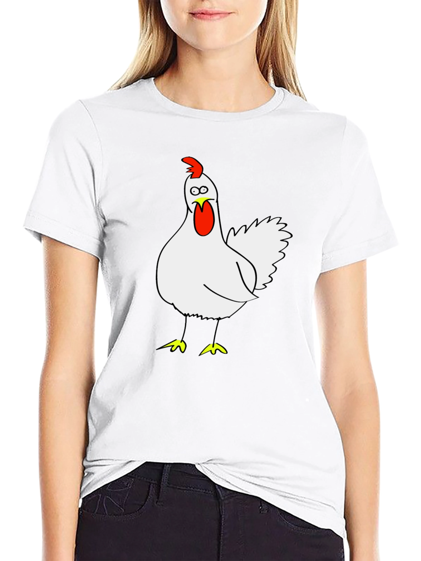 Funny Chicken Graphic Tee - Black Cotton T-Shirt