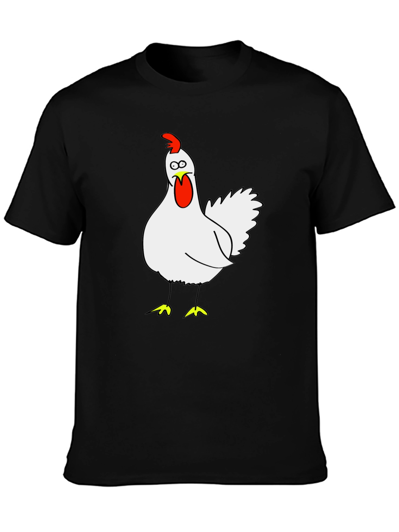 Funny Chicken Graphic Tee - Black Cotton T-Shirt