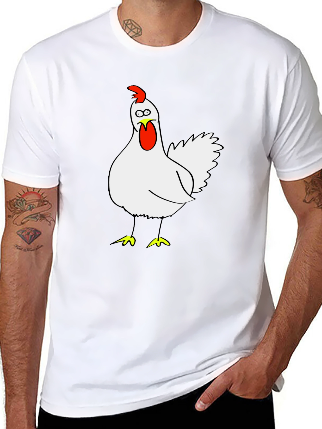 Funny Chicken Graphic Tee - Black Cotton T-Shirt