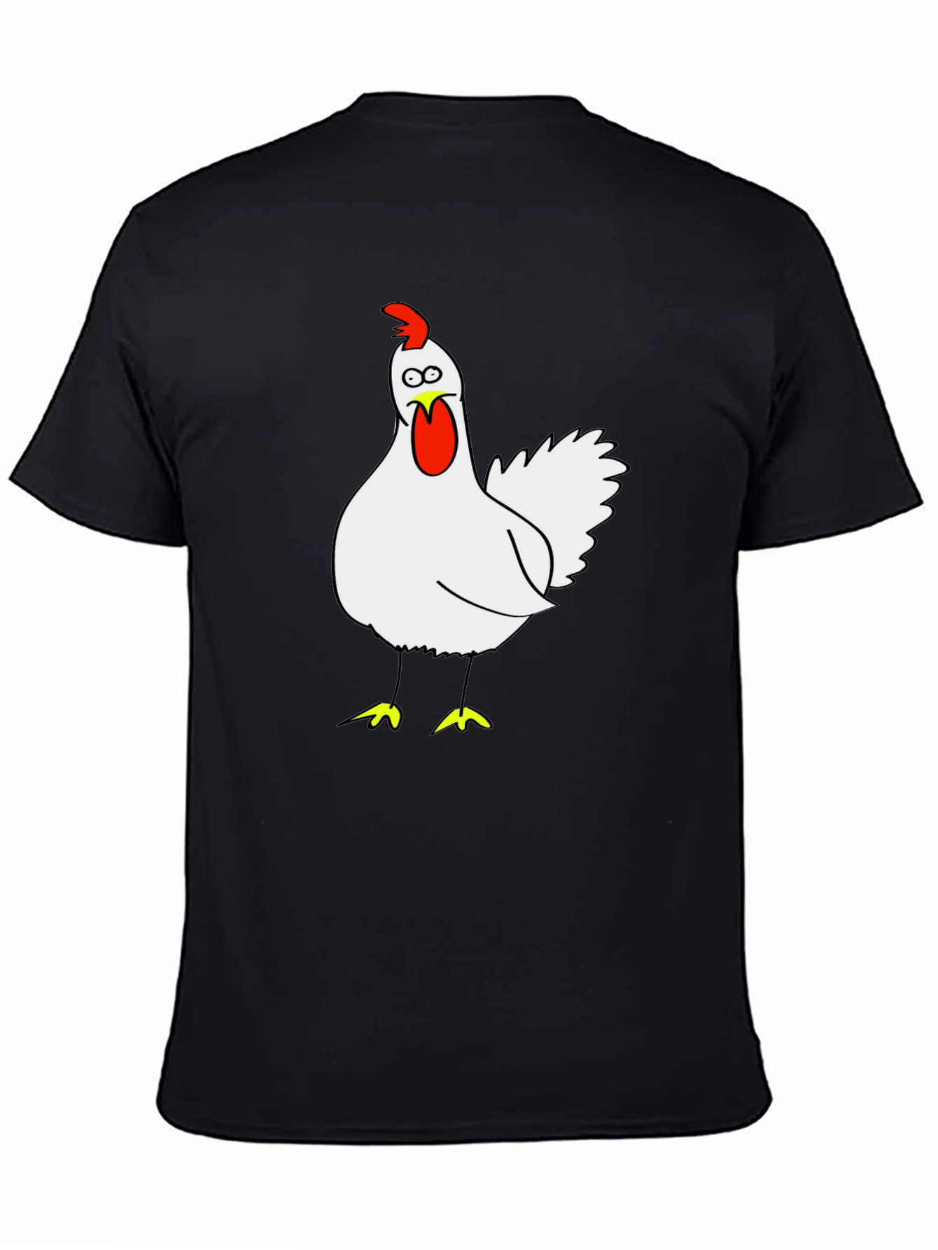 Funny Chicken Graphic Tee - Black Cotton T-Shirt