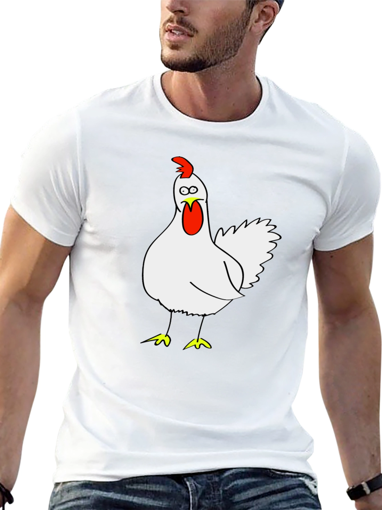 Funny Chicken Graphic Tee - Black Cotton T-Shirt