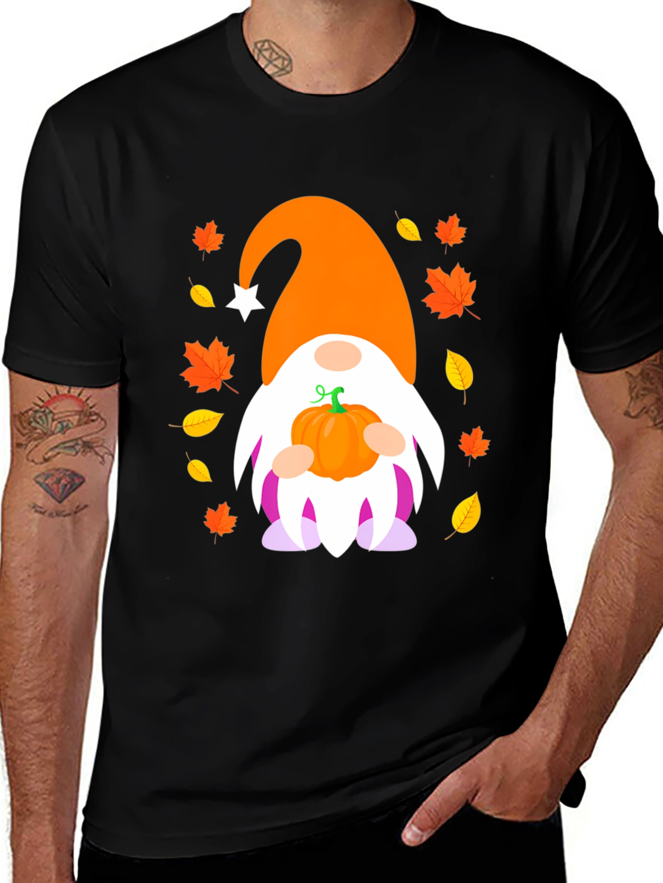 Fall Gnome Pumpkin T-Shirt - Autumn Harvest Apparel