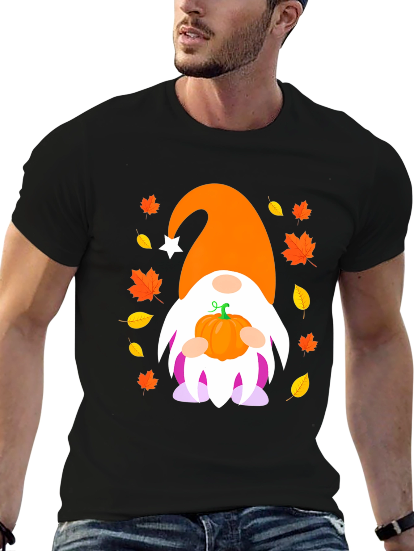 Fall Gnome Pumpkin T-Shirt - Autumn Harvest Apparel