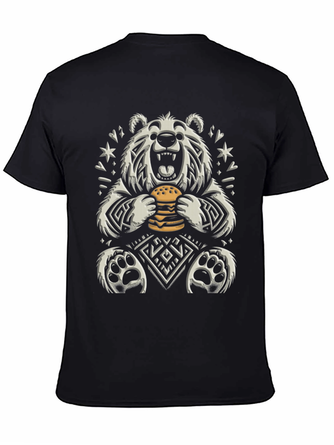 Bear Eating Burger Graphic T-Shirt