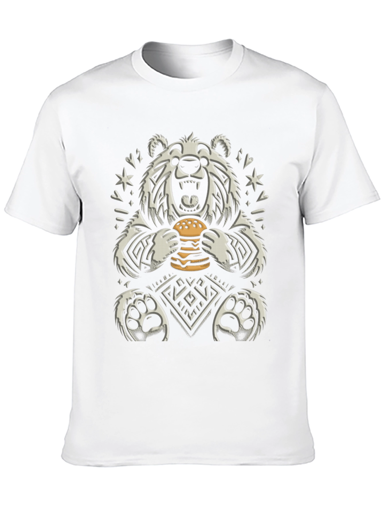 Bear Eating Burger Graphic T-Shirt