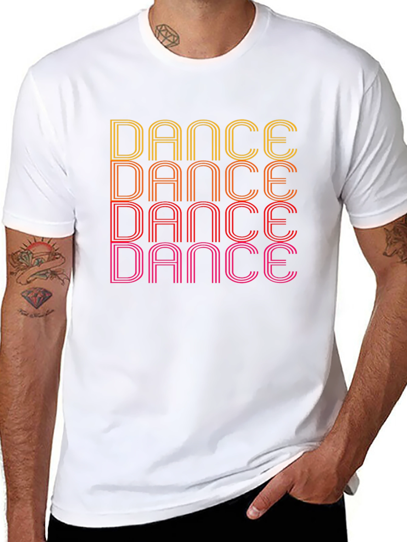Retro Dance Graphic Tee - Black Cotton T-Shirt